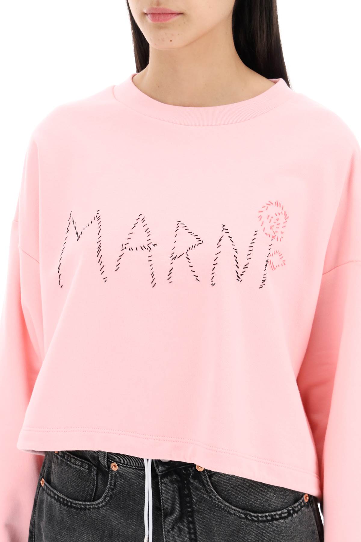 Marni Organic Cotton Sweatshirt With Hand-Embroid