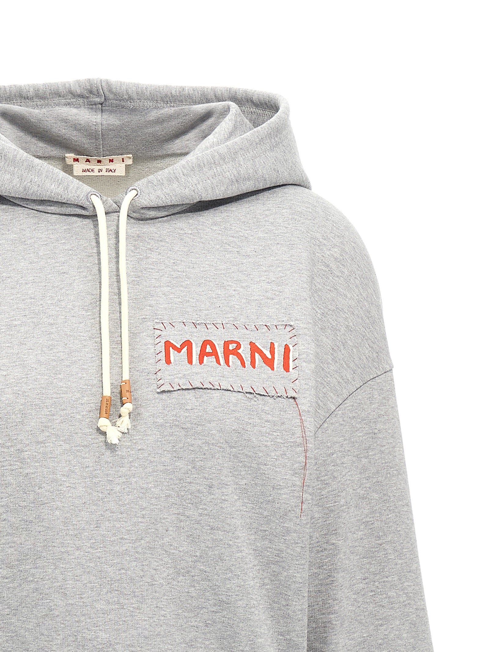 Marni Logo Print Cropped Hoodie