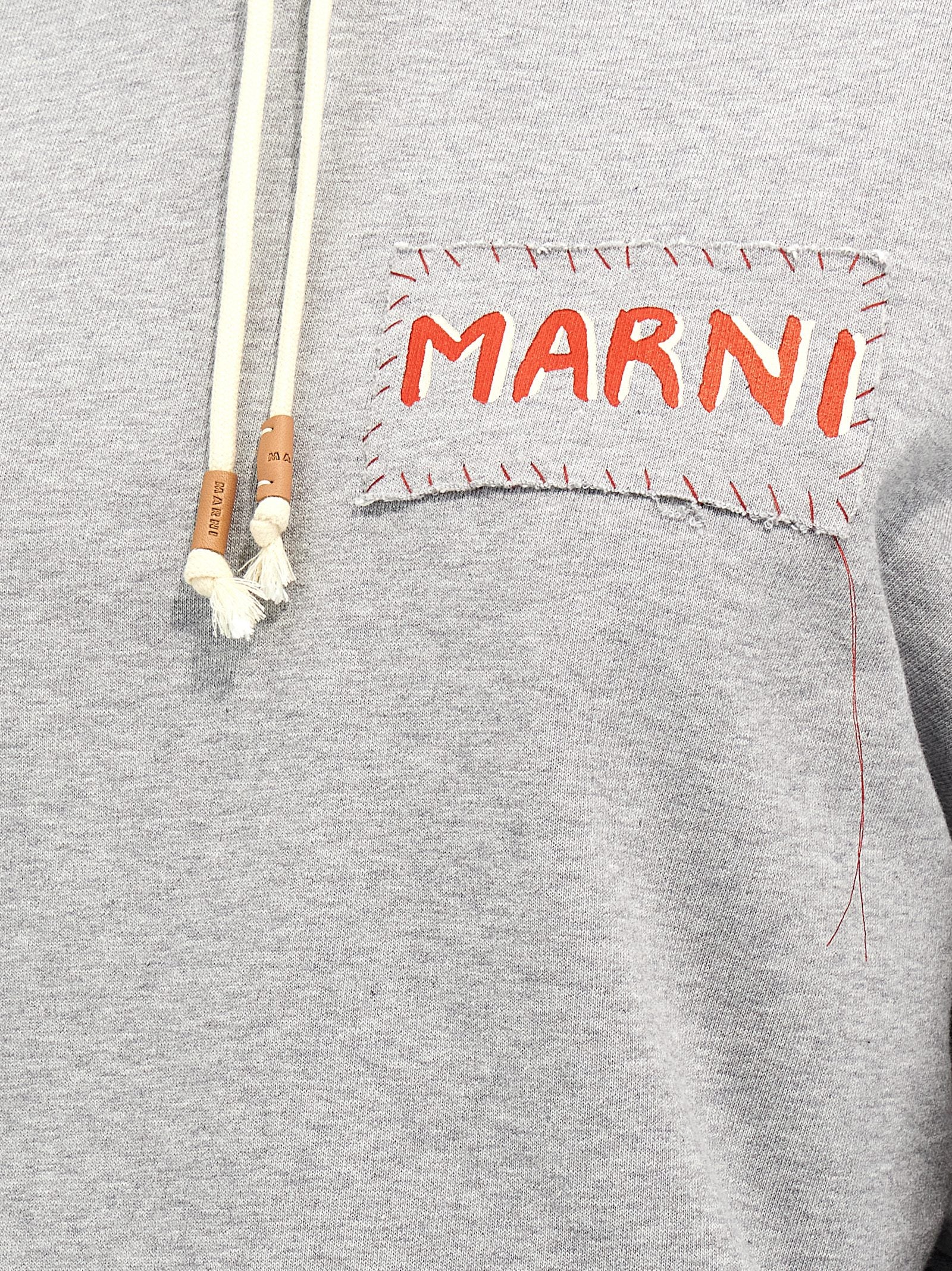 Marni Logo Print Cropped Hoodie