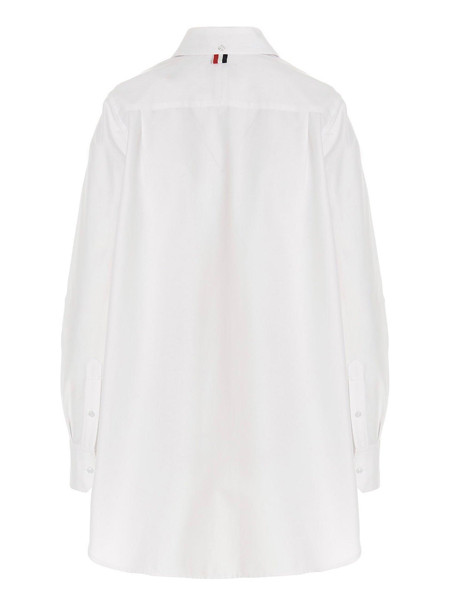 Thom Browne Logo Pussy Bow Blouse