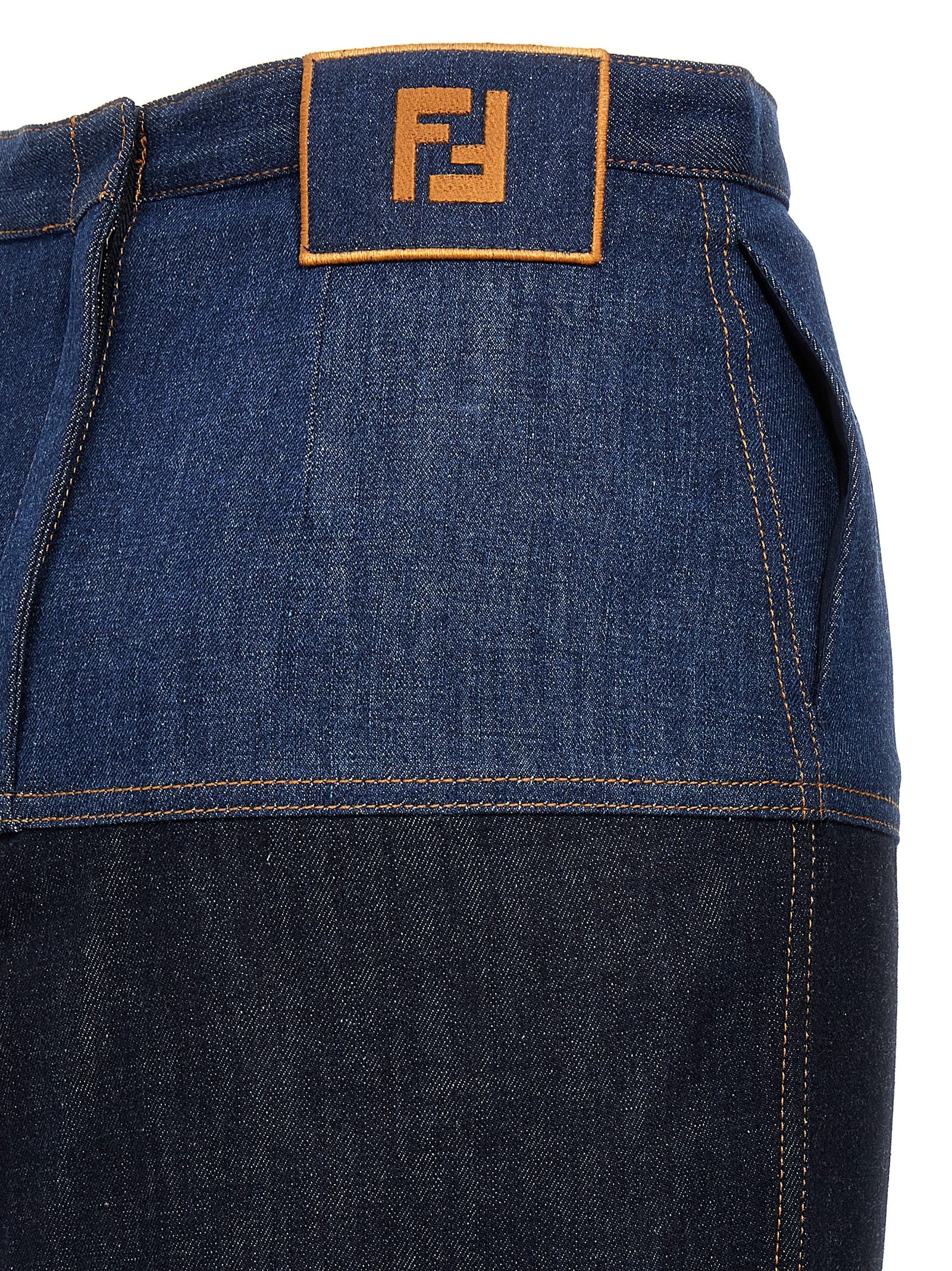 Fendi Bicolor Denim Skirt