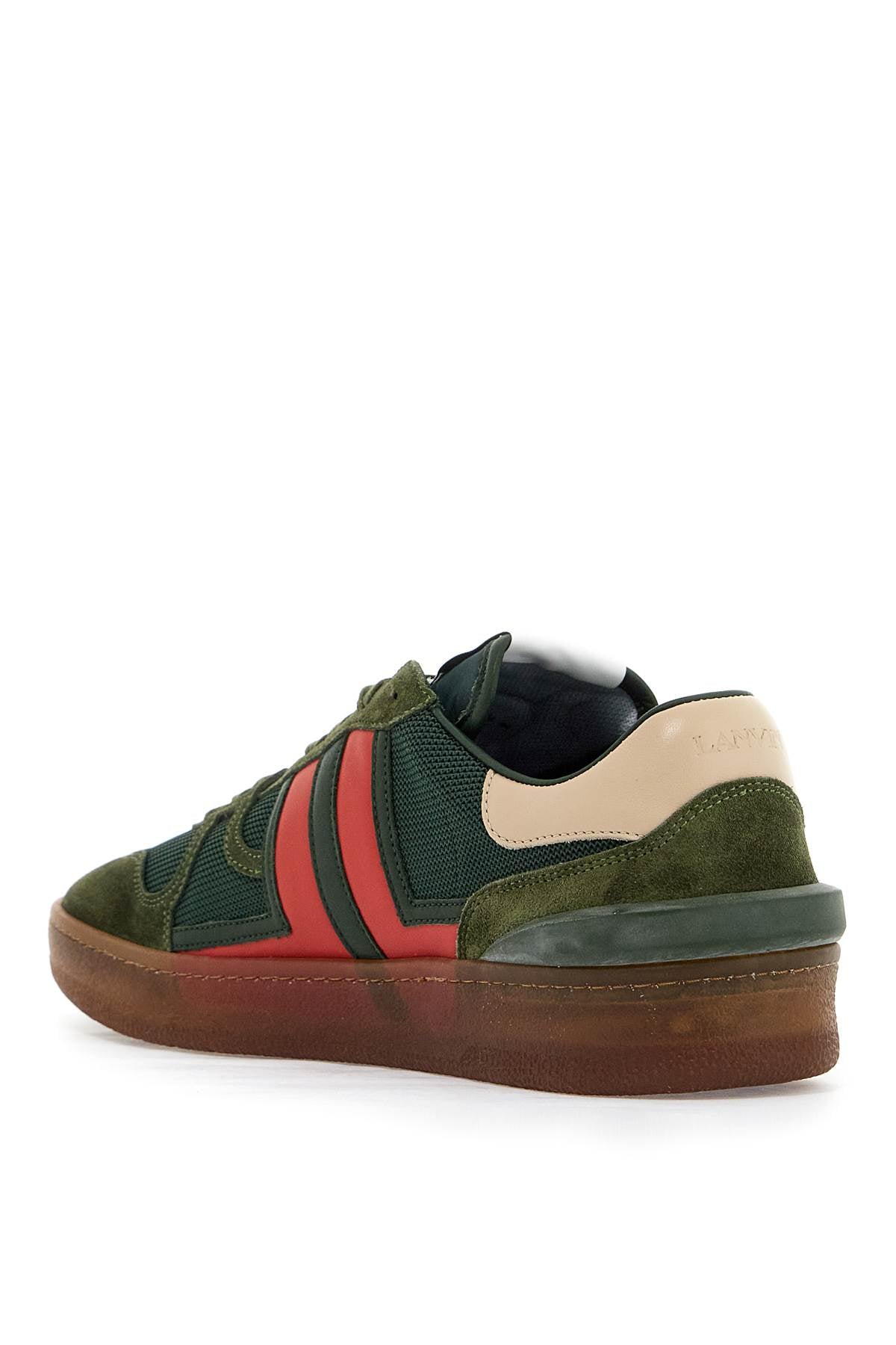 Lanvin Mesh And Leather Clay Sneakers With