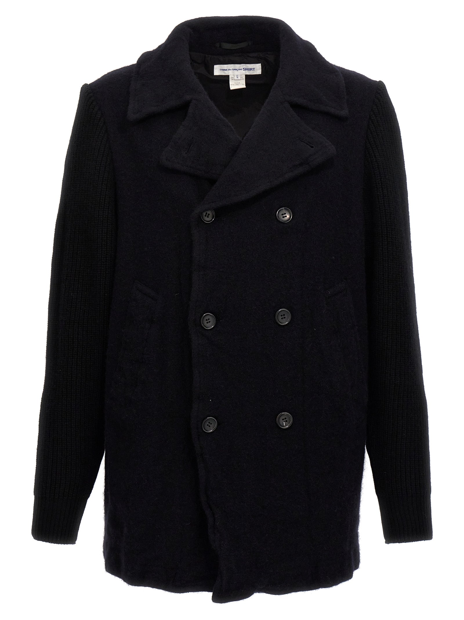 Comme Des Garcons Shirt Double-Breasted Wool Coat