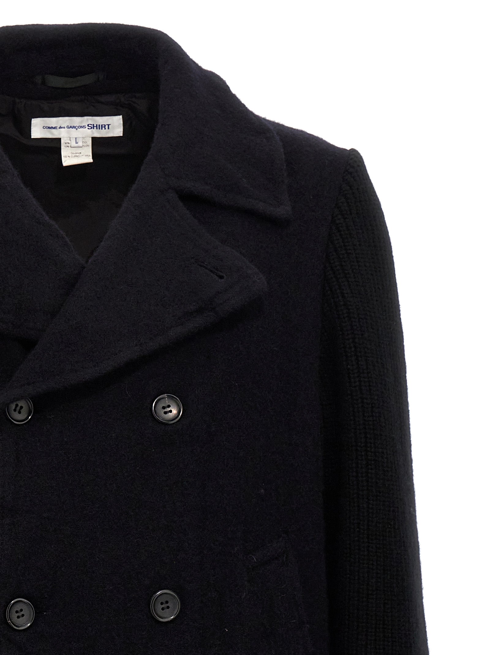 Comme Des Garcons Shirt Double-Breasted Wool Coat