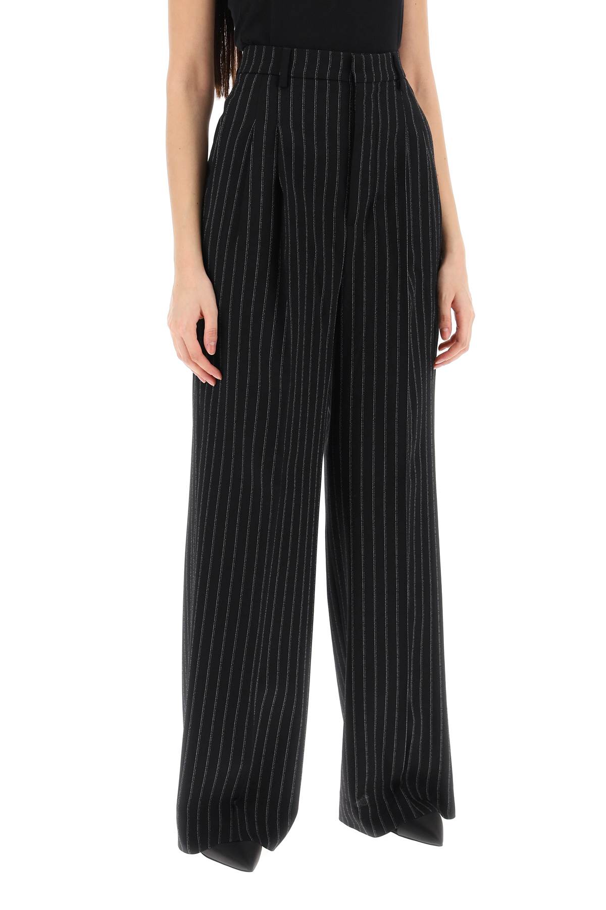 Ami Alexandre Matiussi Wide-Legged Pinstripe Trousers With