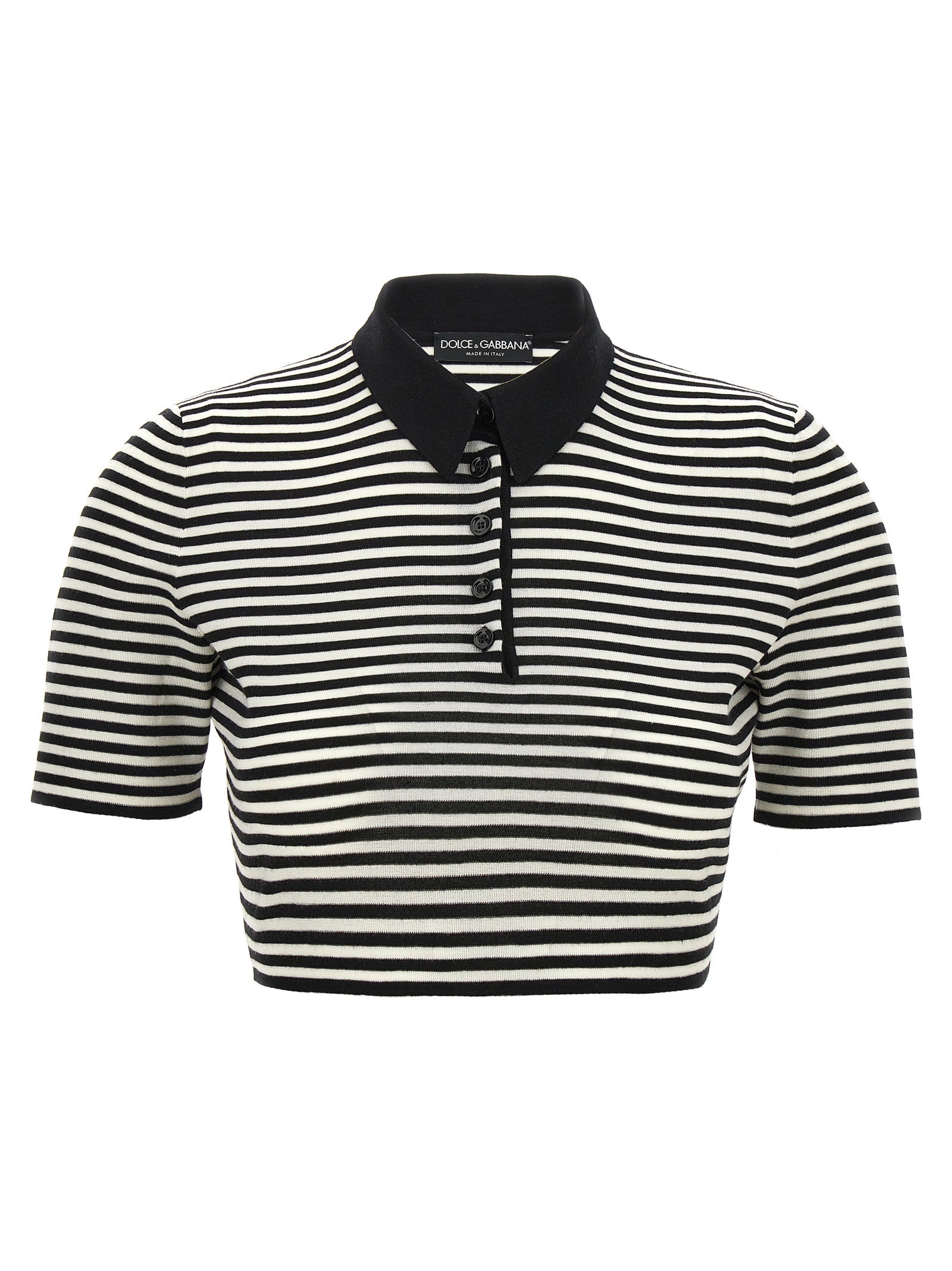 Dolce & Gabbana Striped Cropped Polo Shirt