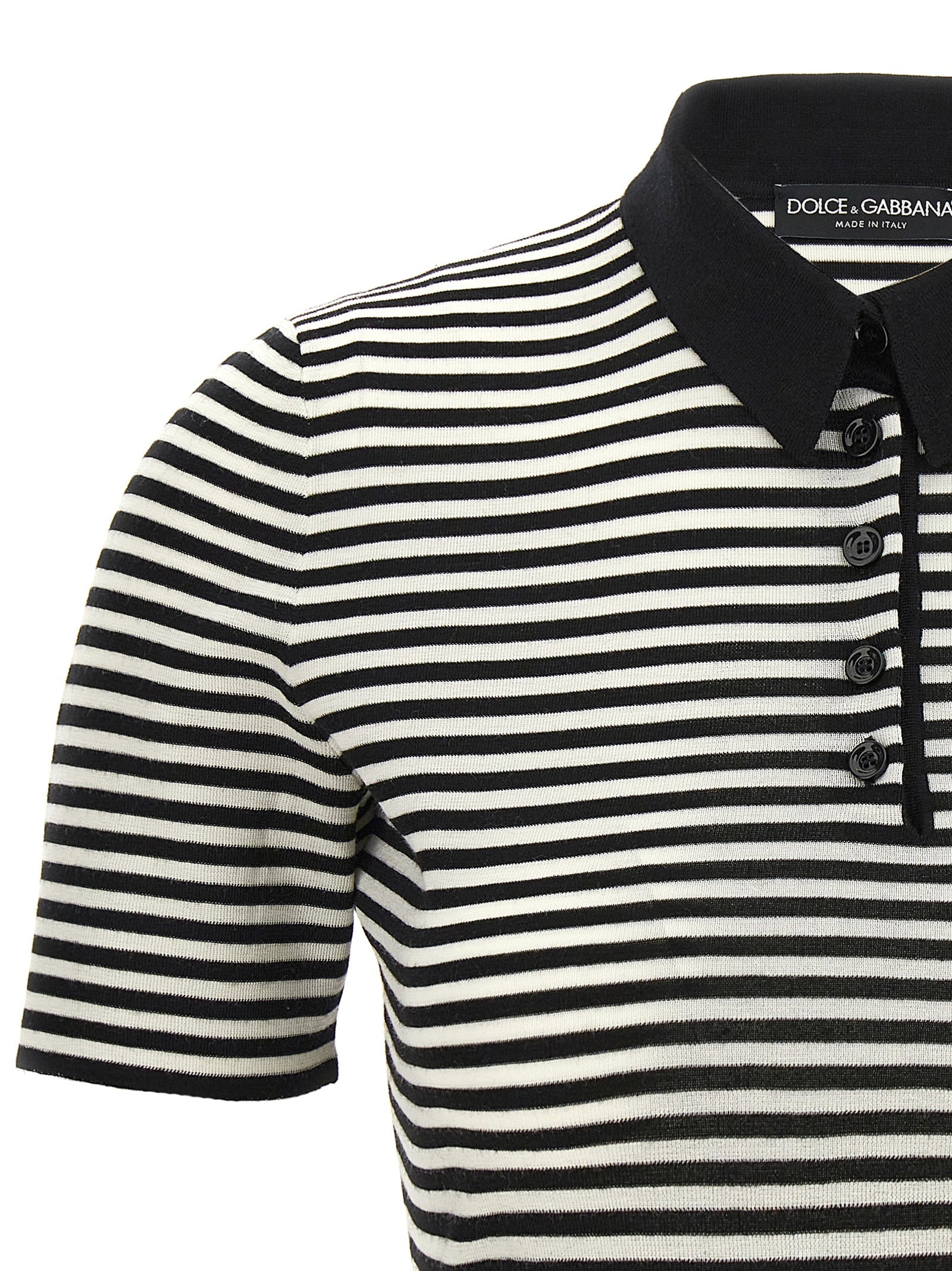 Dolce & Gabbana Striped Cropped Polo Shirt