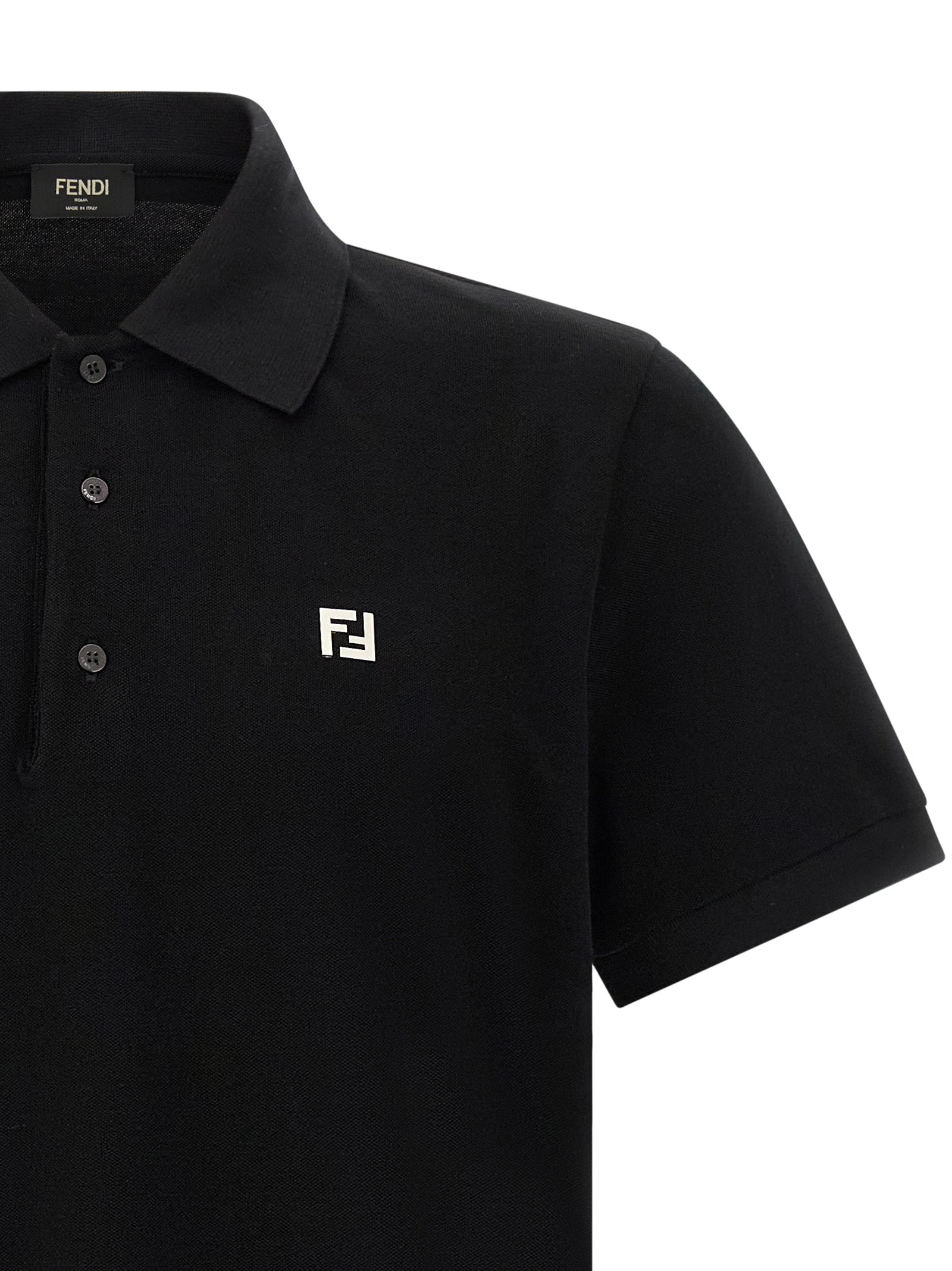 Fendi Ff Metallic Logo Polo Shirt