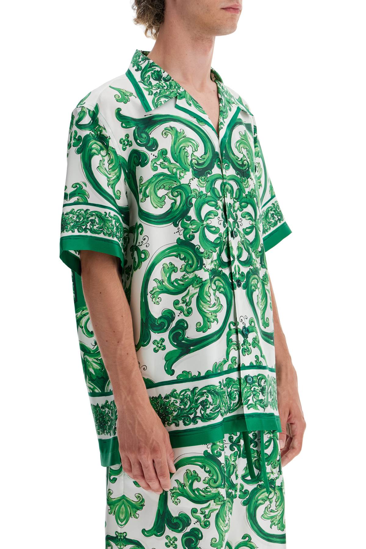 Dolce & Gabbana Hawaii Silk Twill Maiolica Print Shirt