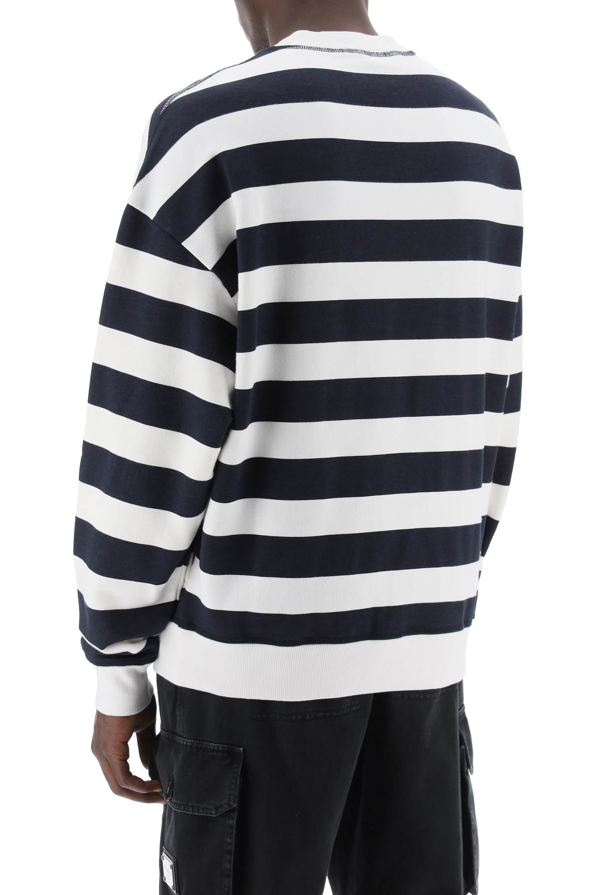 Dolce & Gabbana Striped Sweatshirt With Embroidered Logo