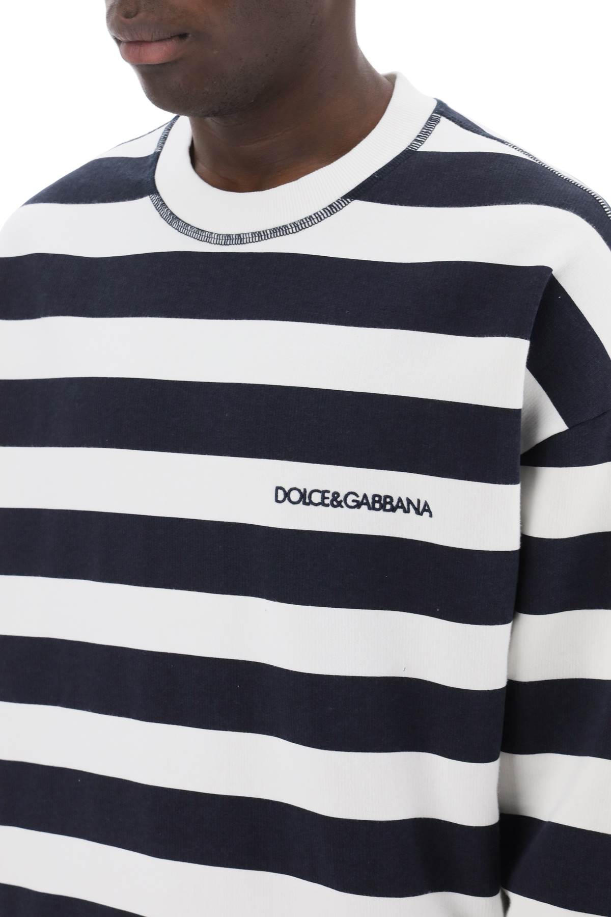 Dolce & Gabbana Striped Sweatshirt With Embroidered Logo