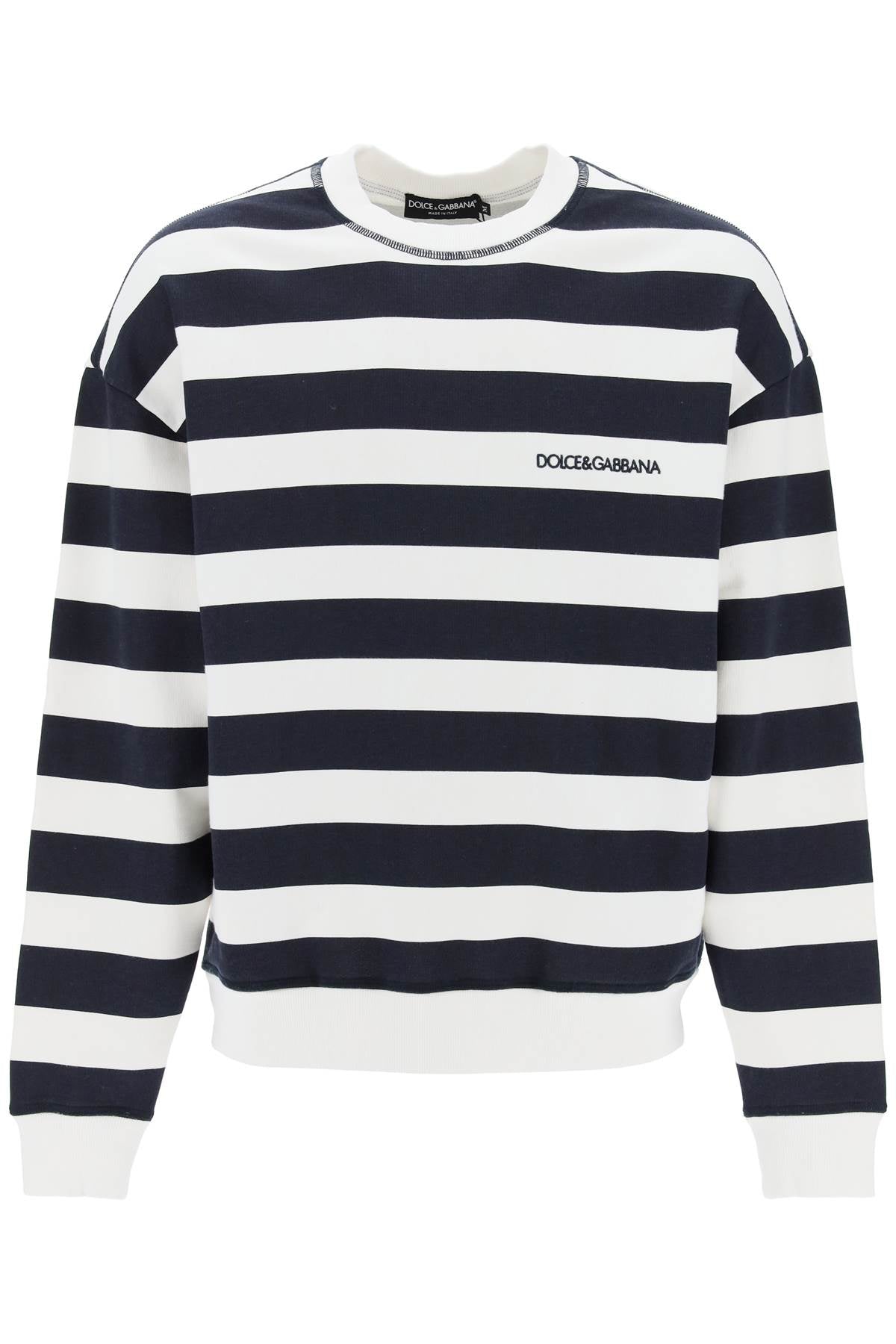 Dolce & Gabbana Striped Sweatshirt With Embroidered Logo