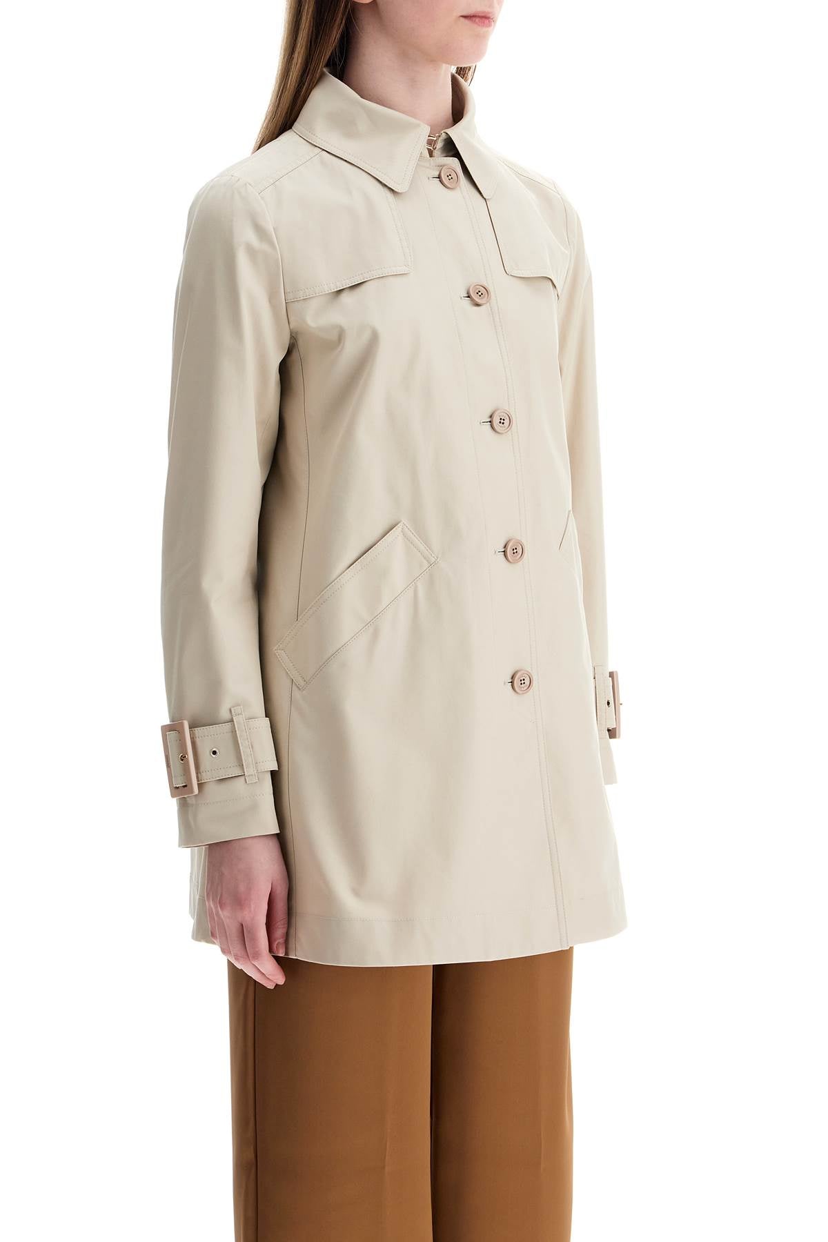 Herno Medium Length Waterproof Beige Cotton Trench Coat With Buttons