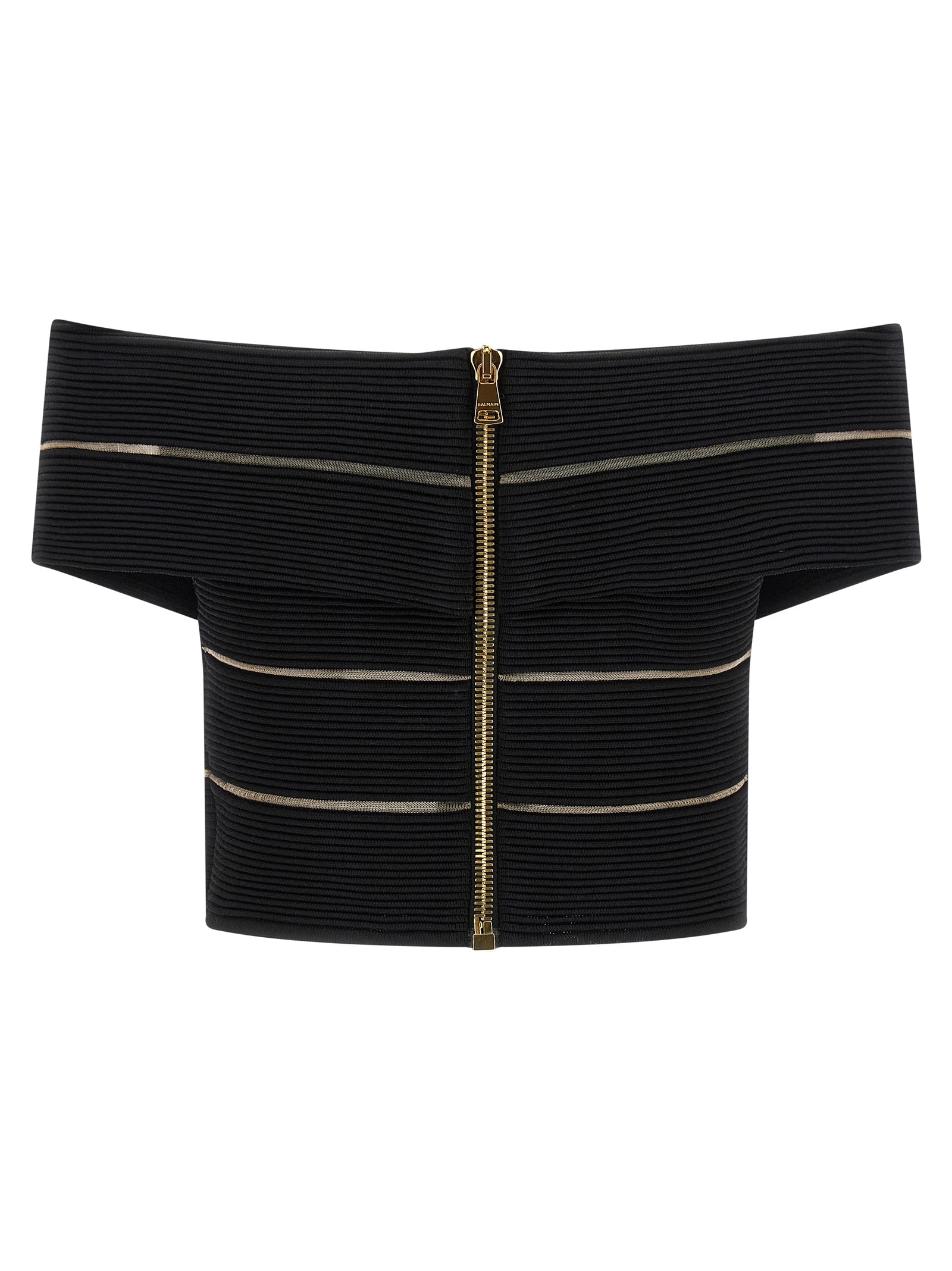 Balmain Off-The-Shoulder Crop Top