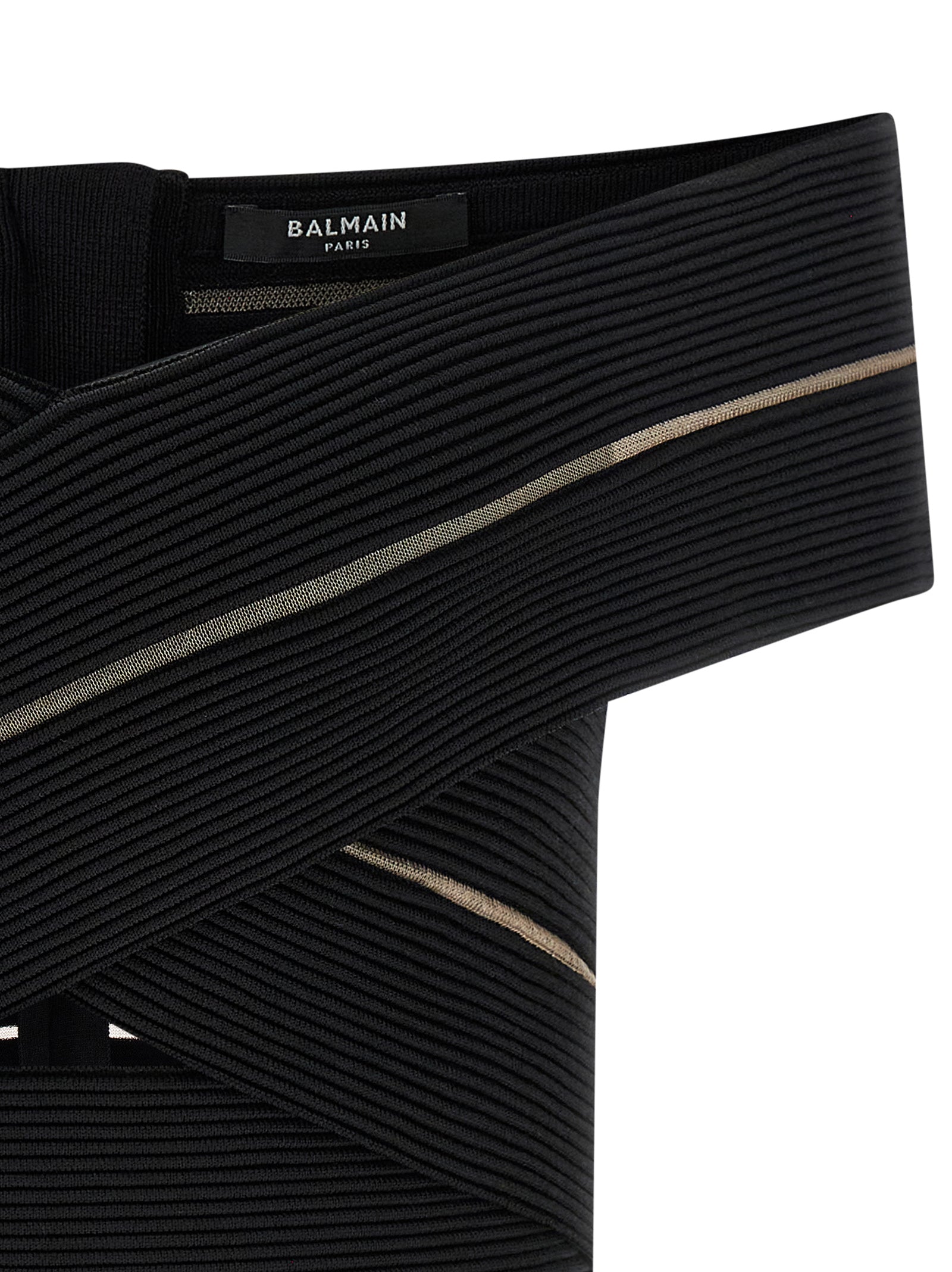 Balmain Off-The-Shoulder Crop Top