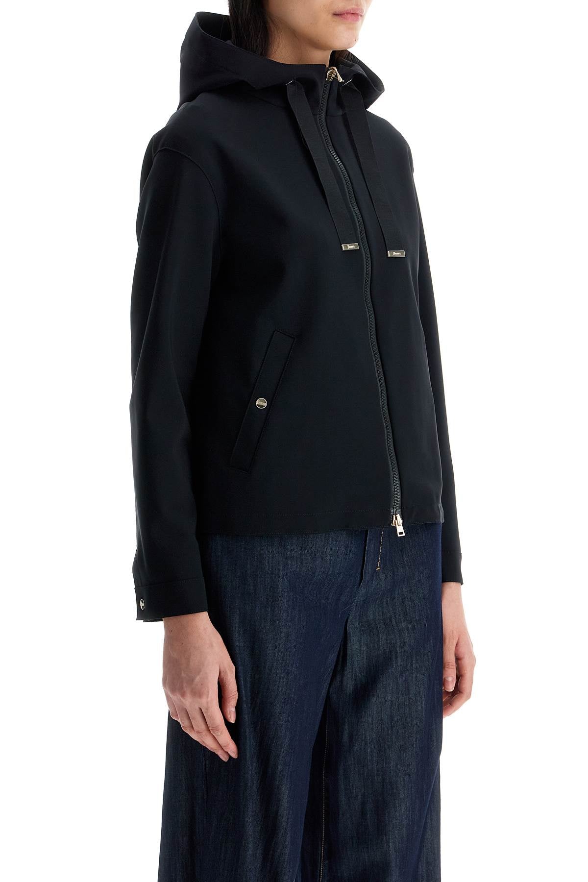 Herno First-Act Short Black Jacket With Hood