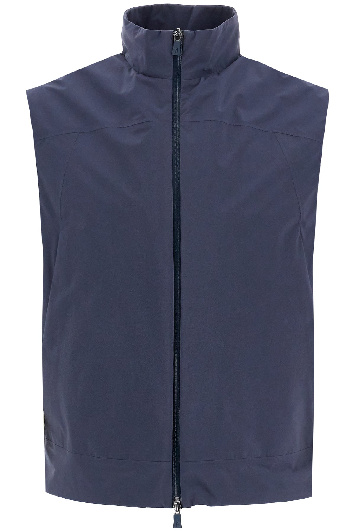 Herno Laminar Dark Blue Waterproof Gilet In Polyamide With High Collar