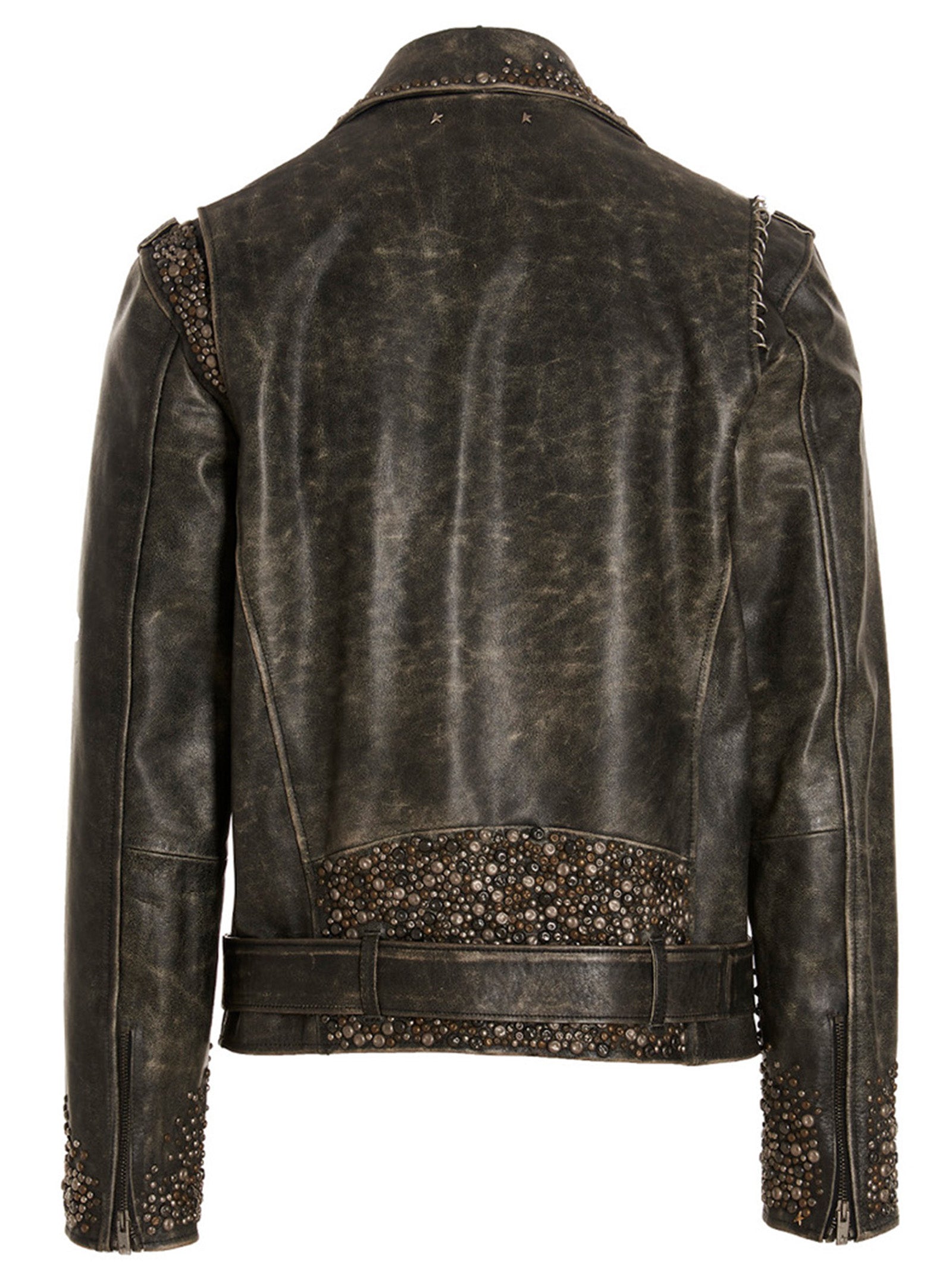 Golden Goose Distressed Leather Biker Jacket