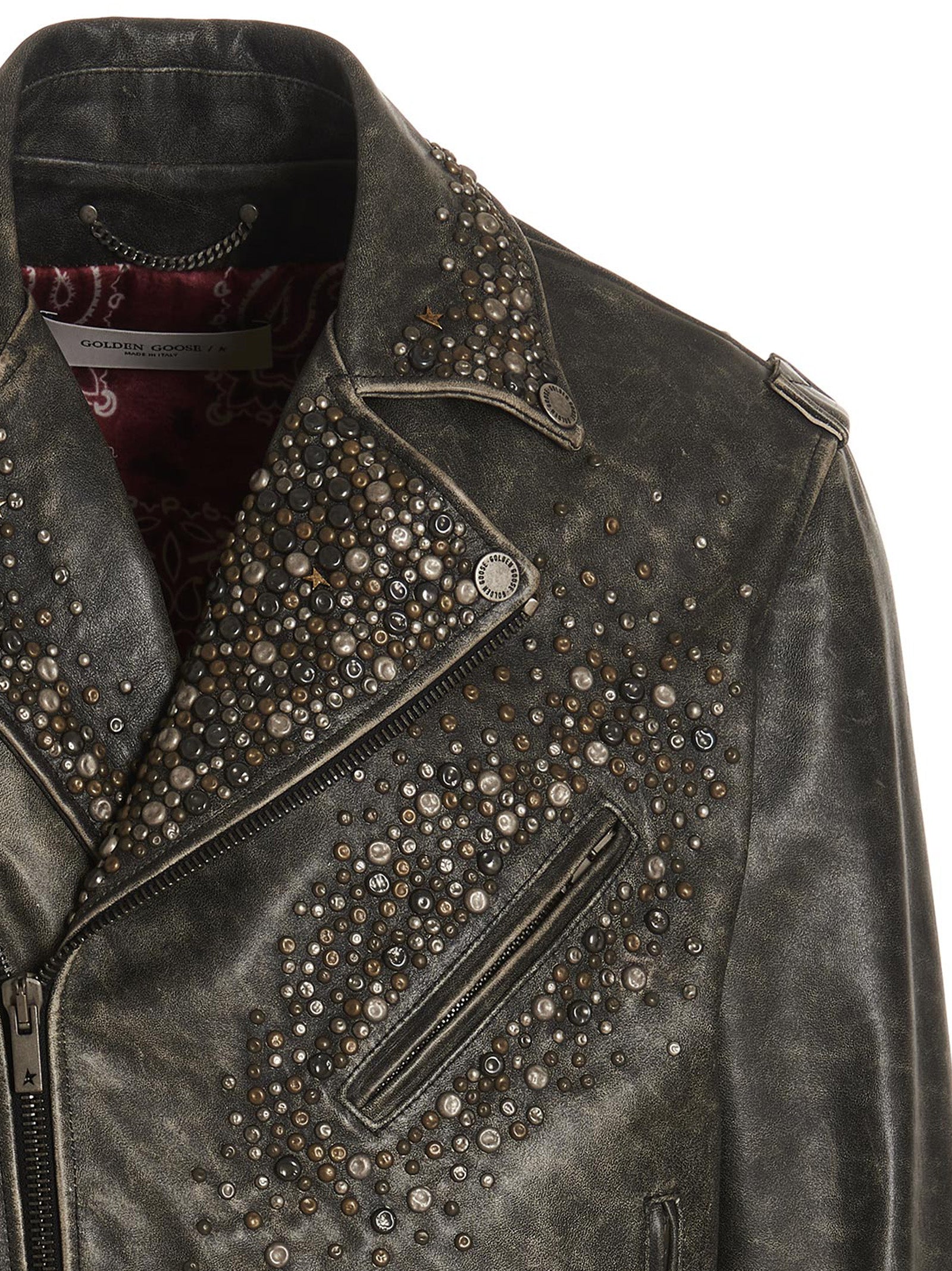 Golden Goose Distressed Leather Biker Jacket