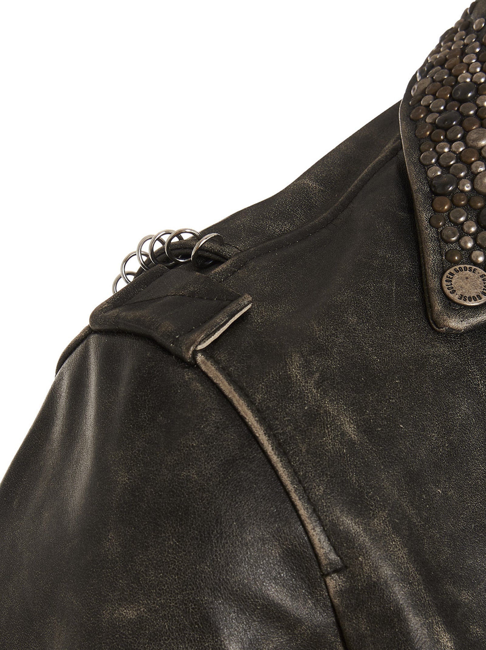 Golden Goose Distressed Leather Biker Jacket