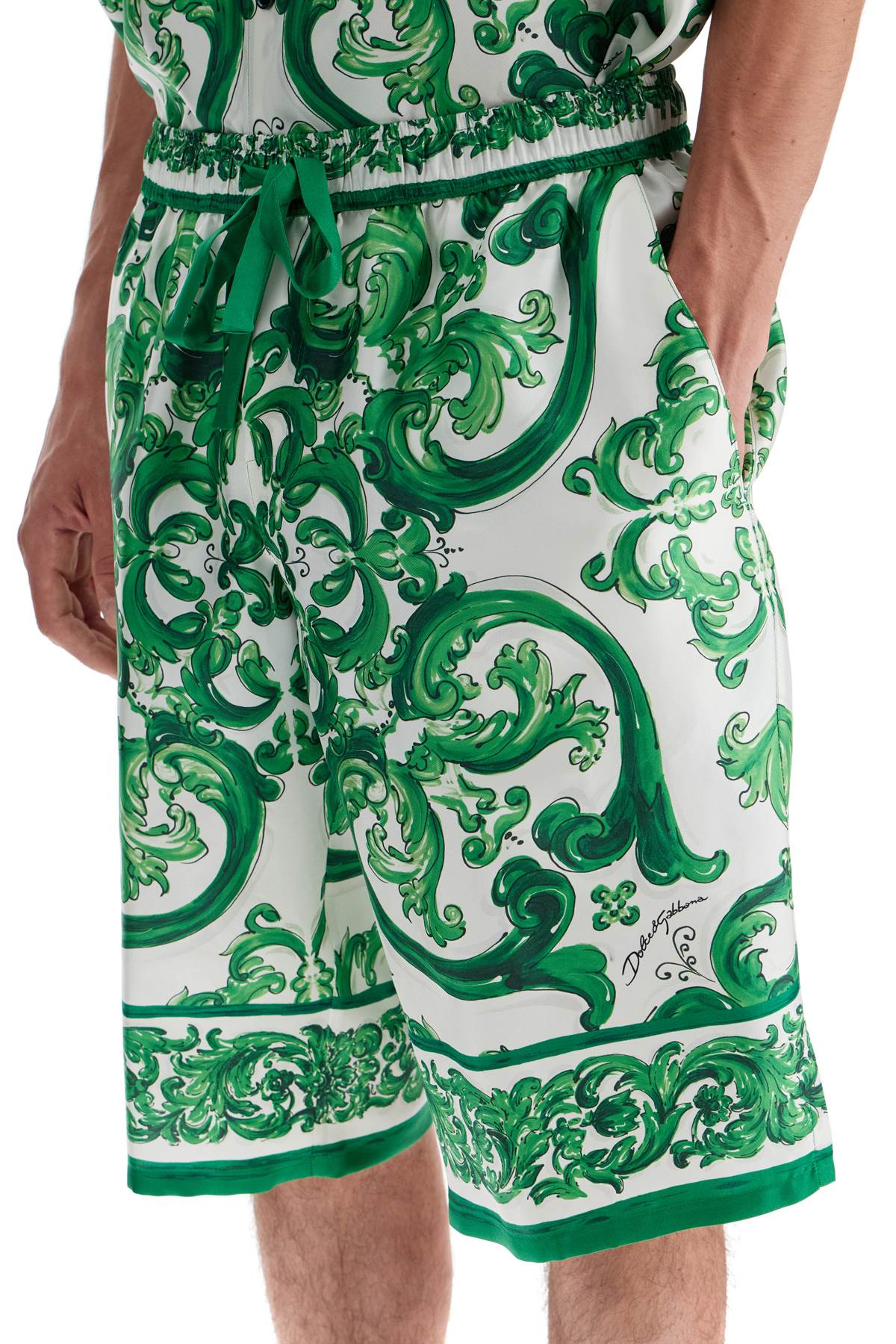 Dolce & Gabbana Maiolica Print Silk Bermuda