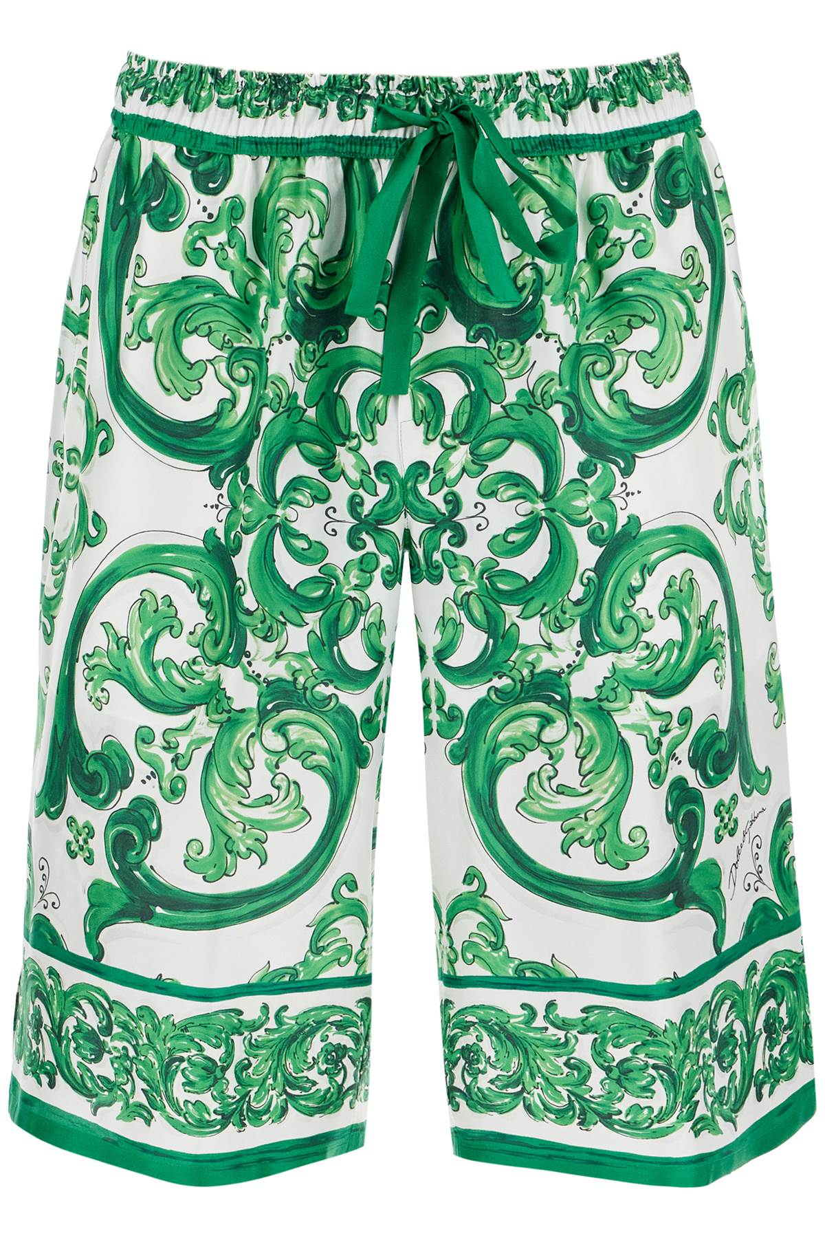 Dolce & Gabbana Maiolica Print Silk Bermuda