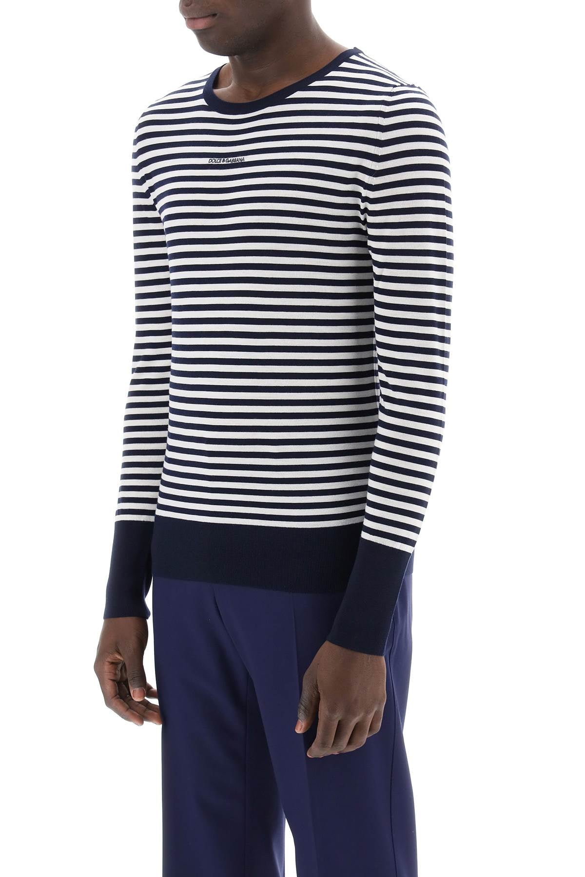 Dolce & Gabbana Lightweight Striped Wool Pullover Sweater