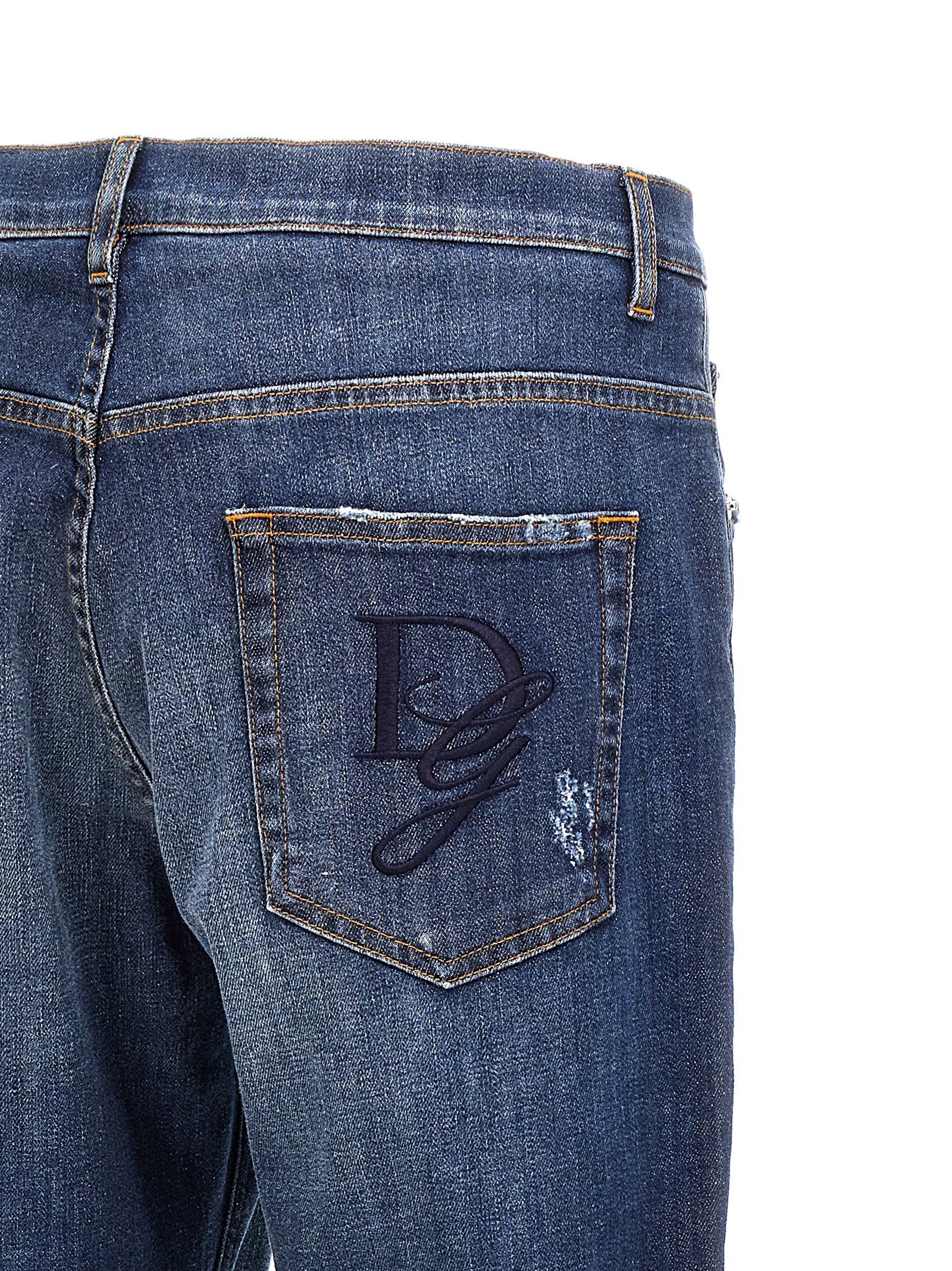 Dolce & Gabbana Logo Embroidery Jeans