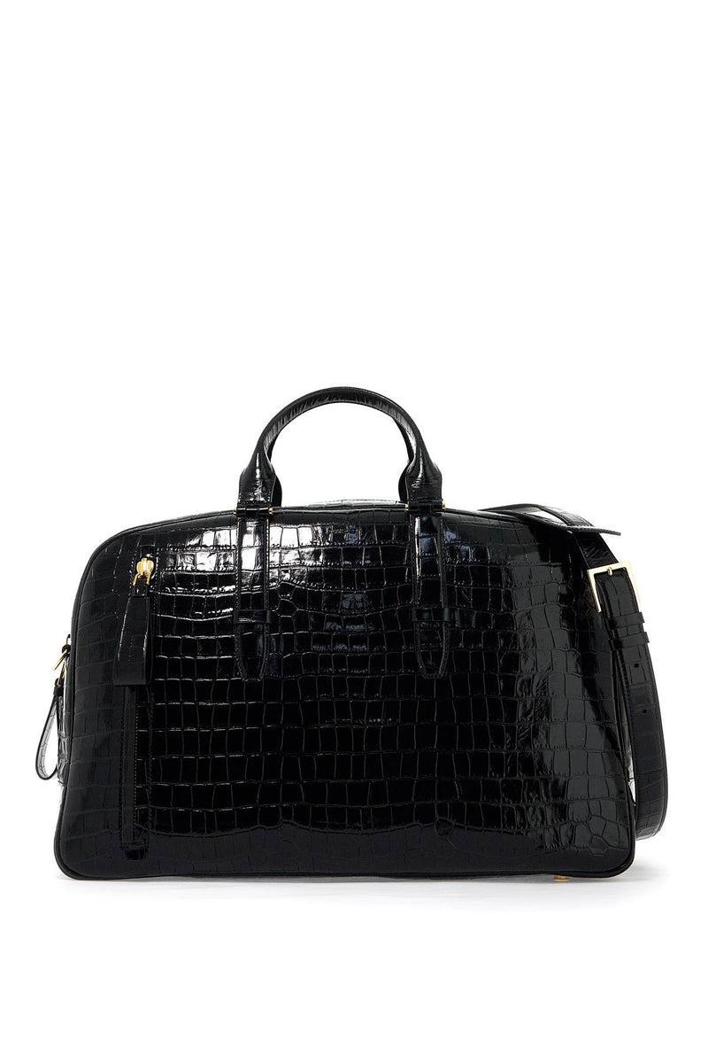 Tom Ford Embossed Crocodile Leather Buckley D Black