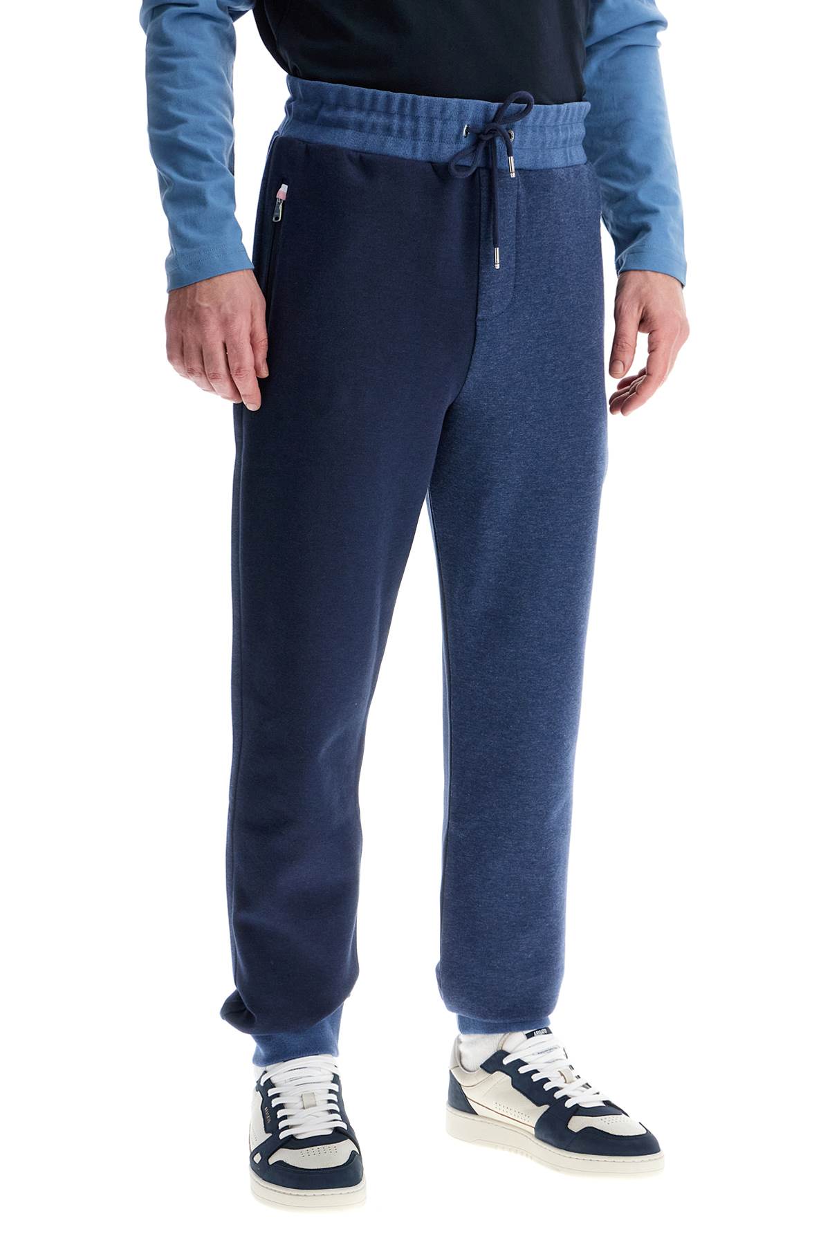 Eden Park High-Waisted Dark Blue Jogging Pants With Zip Pockets And Elastic Cuffs