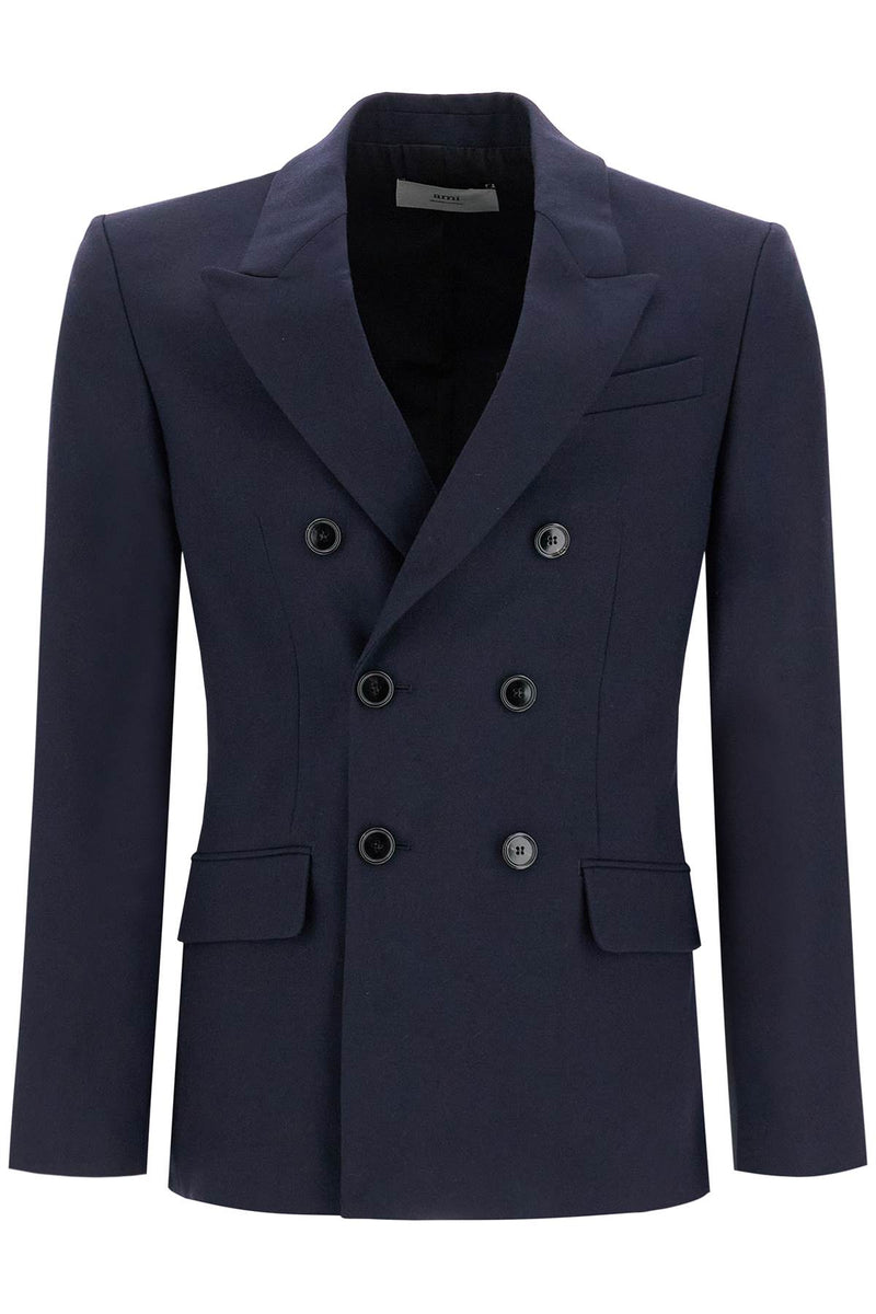 AMI Paris Double-Breasted Wool Jacket Blue