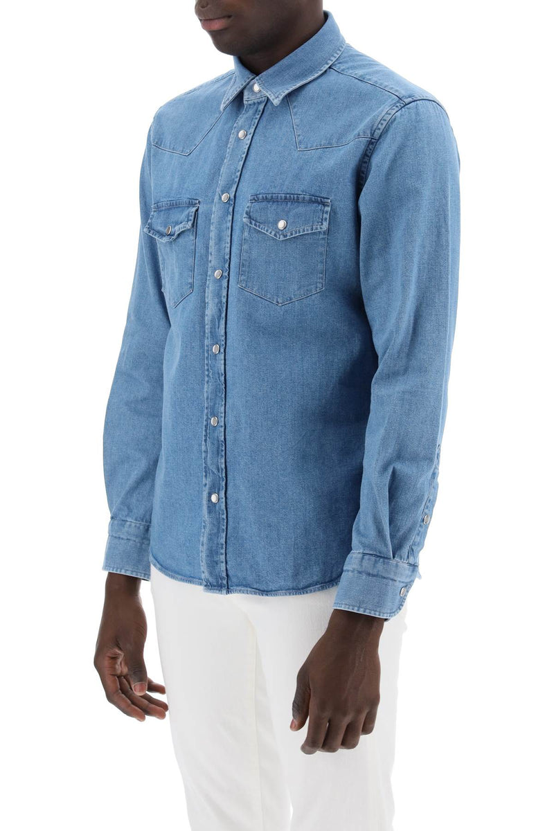 Tom Ford Denim Western Shirt For Men Blue