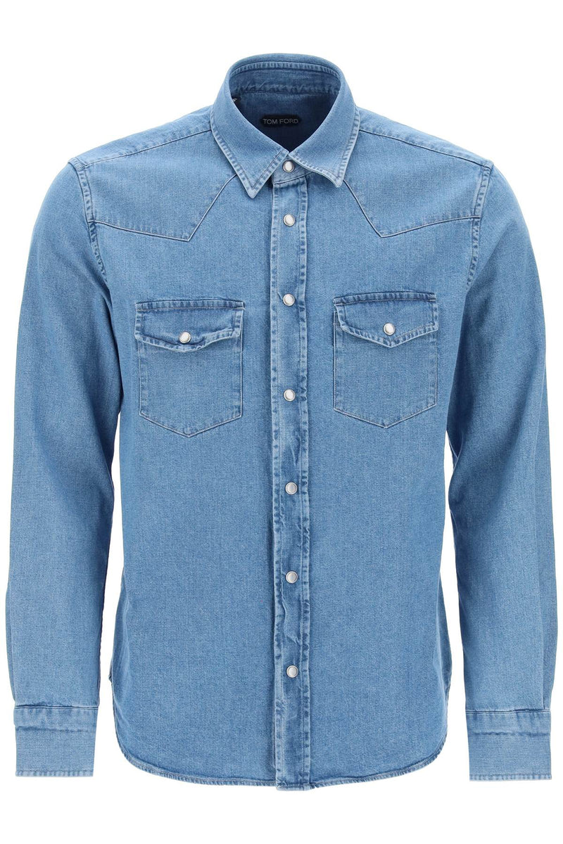 Tom Ford Denim Western Shirt For Men Blue