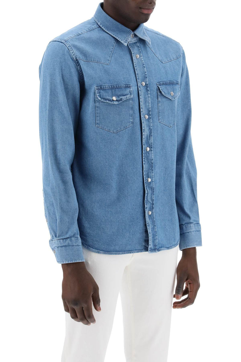 Tom Ford Denim Western Shirt For Men Blue