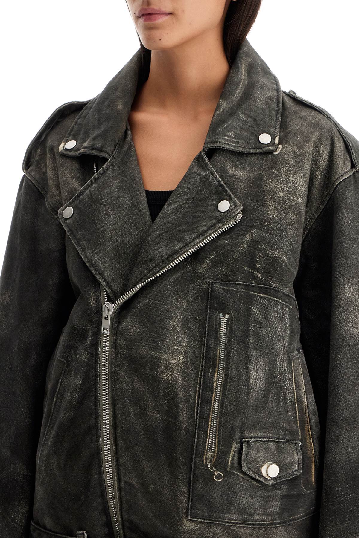 Haikure Lee'S Faux Leather Biker Jacket With