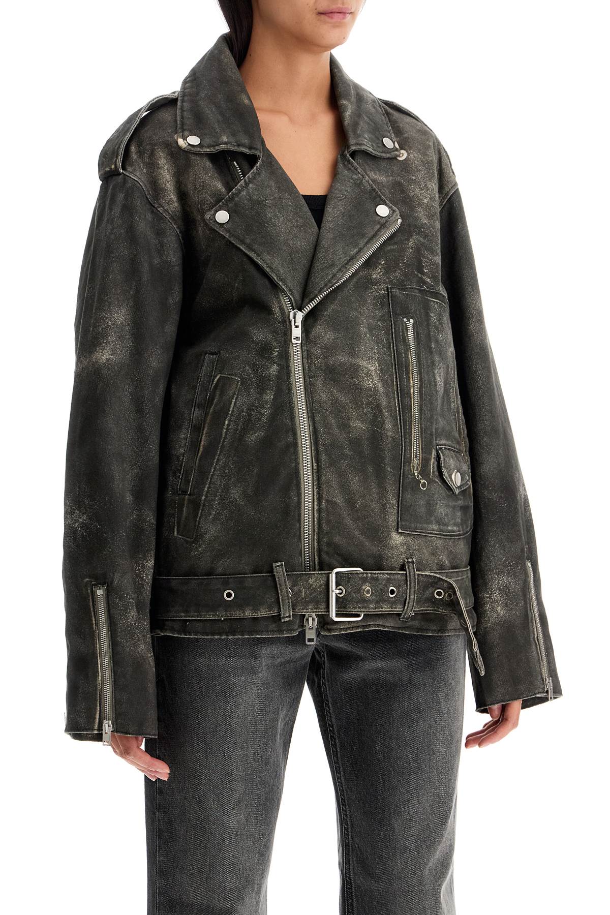 Haikure Lee'S Faux Leather Biker Jacket With