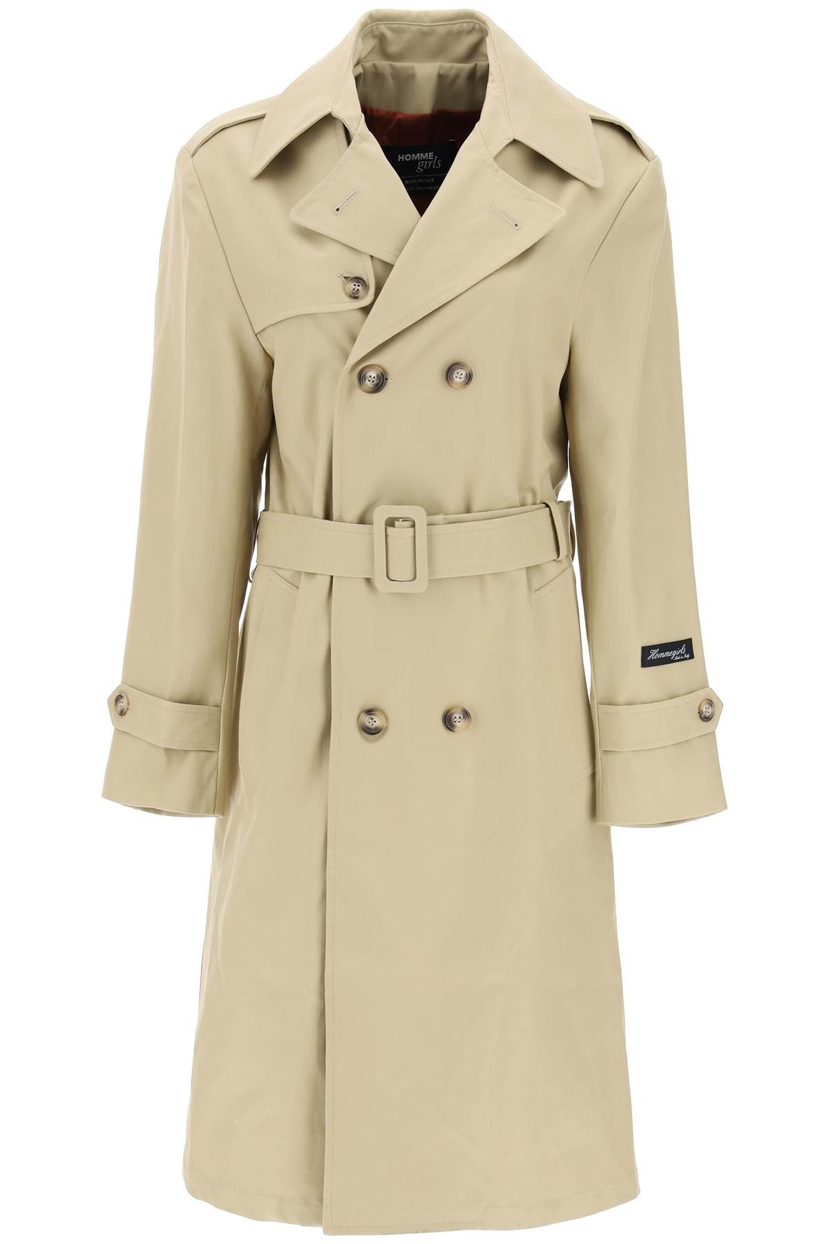 Homme Girls Cotton Double-Breasted Trench Coat