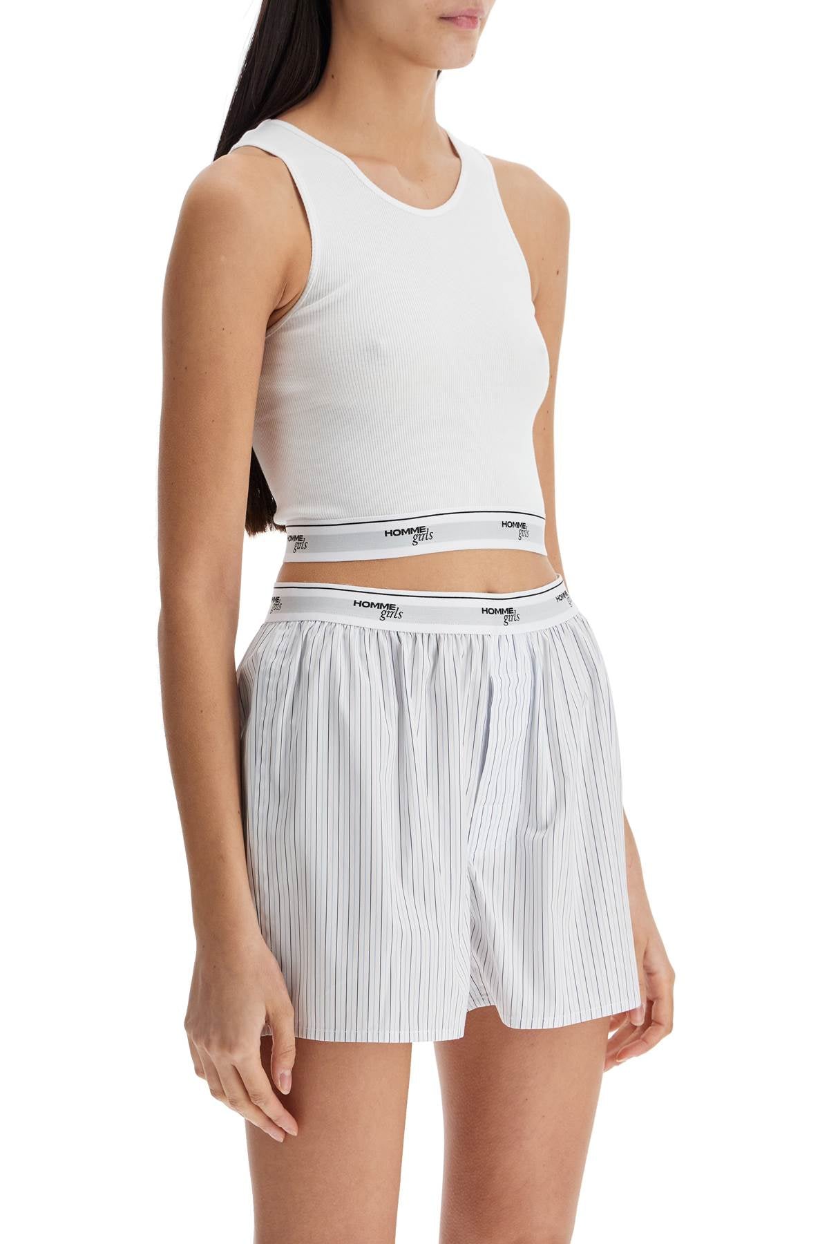 Homme Girls White Cotton Sleeveless Crop Top