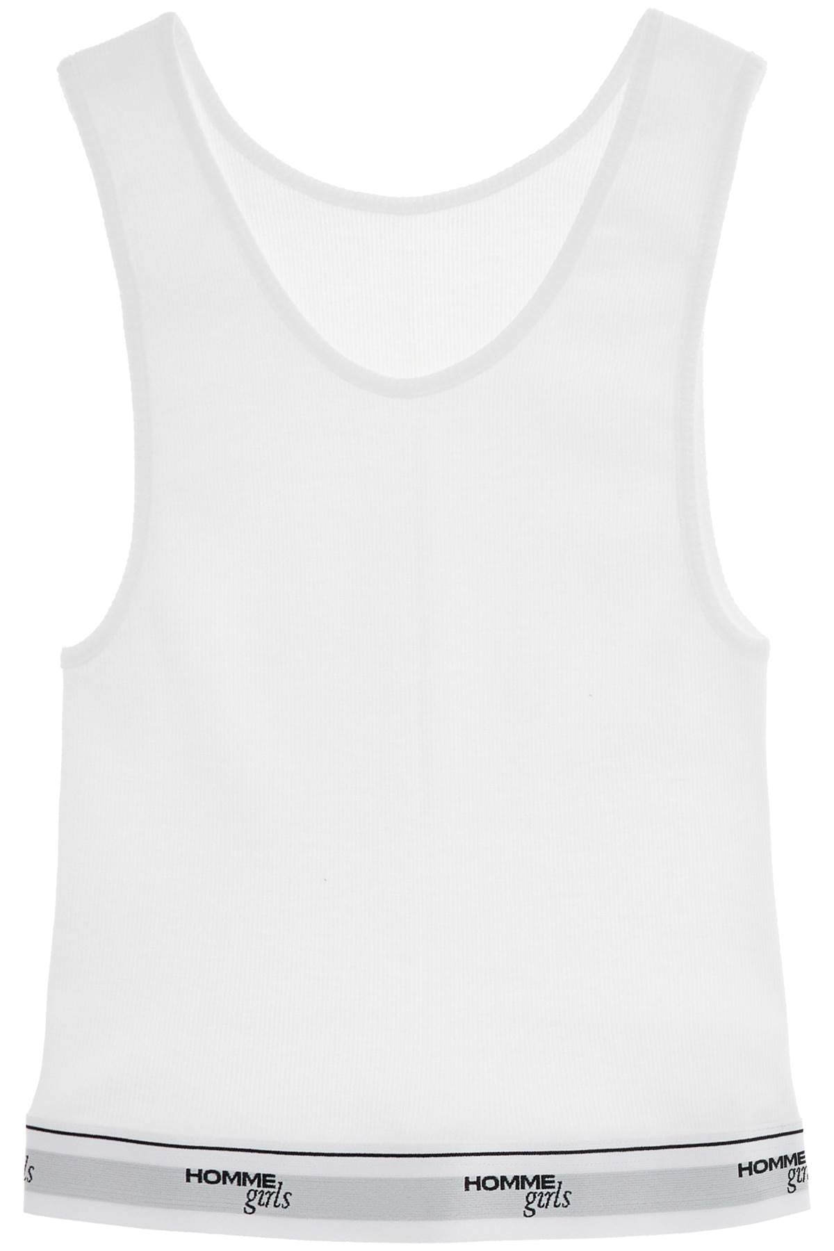 Homme Girls White Cotton Sleeveless Crop Top