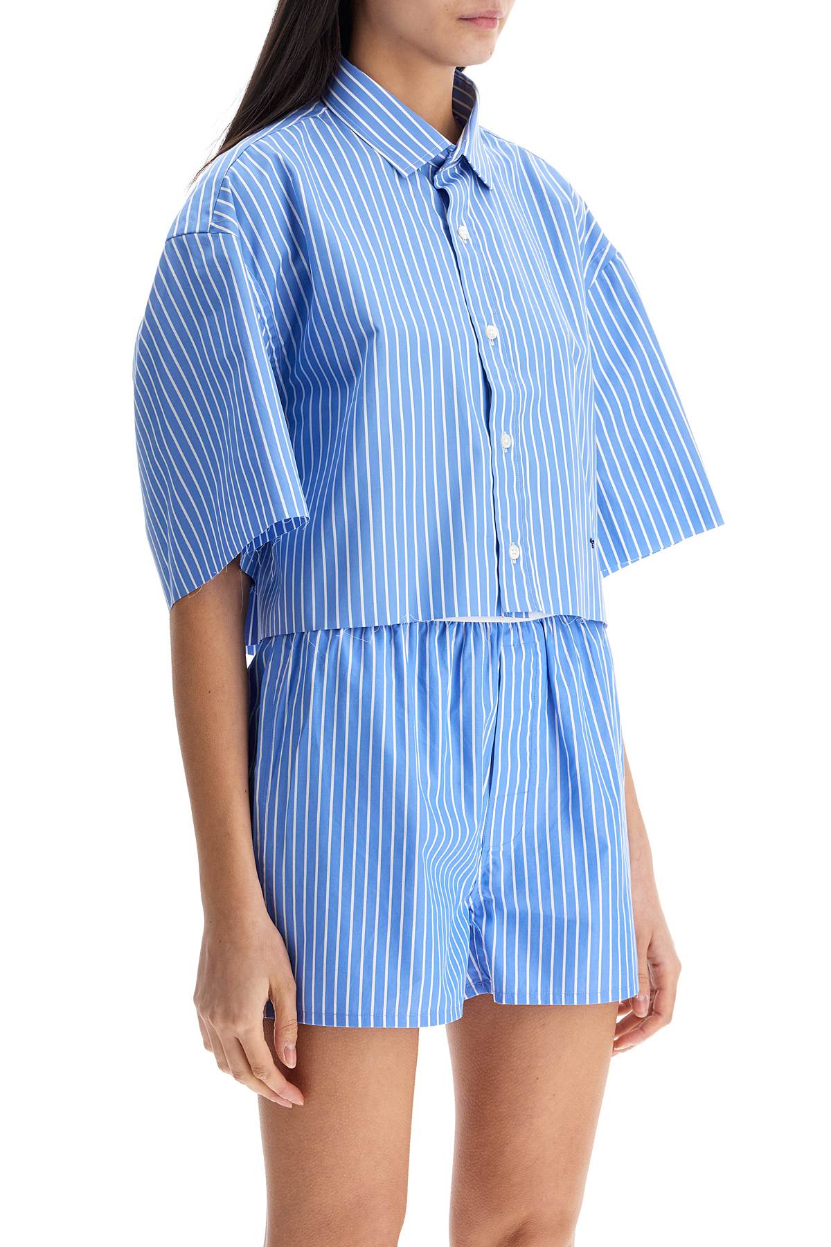 Homme Girls Blue Striped Cotton Shirt