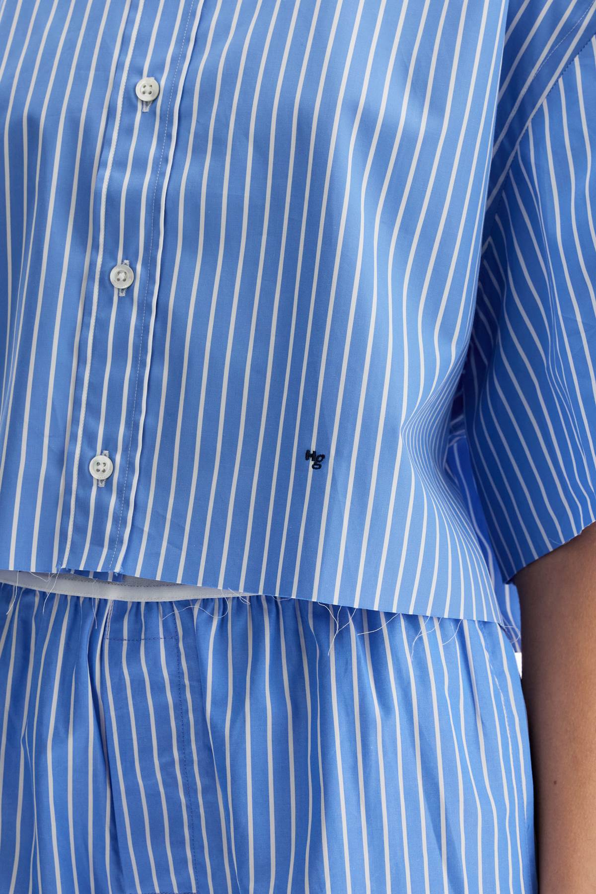 Homme Girls Blue Striped Cotton Shirt