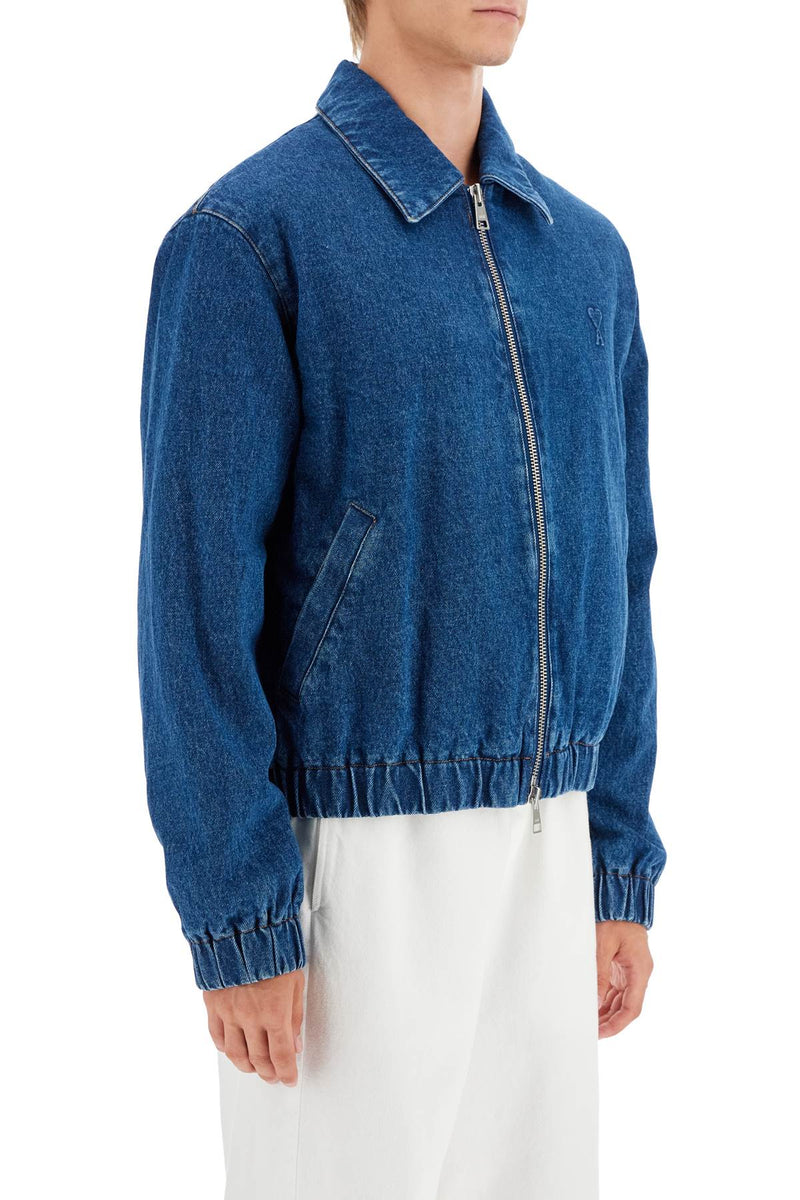 AMI Paris Denim Bomber Jacket For Blue