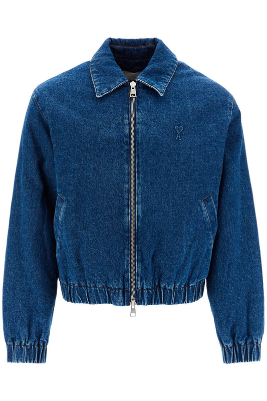 AMI Paris Denim Bomber Jacket For Blue