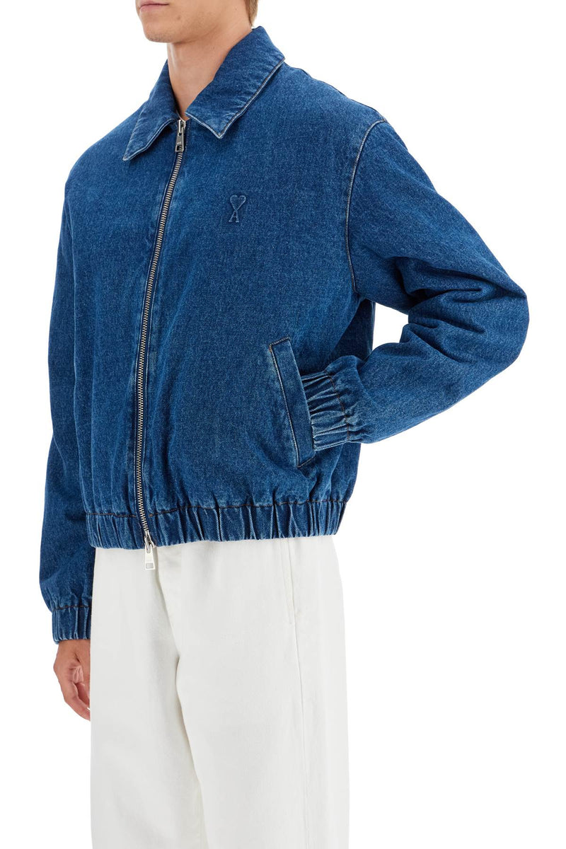 AMI Paris Denim Bomber Jacket For Blue