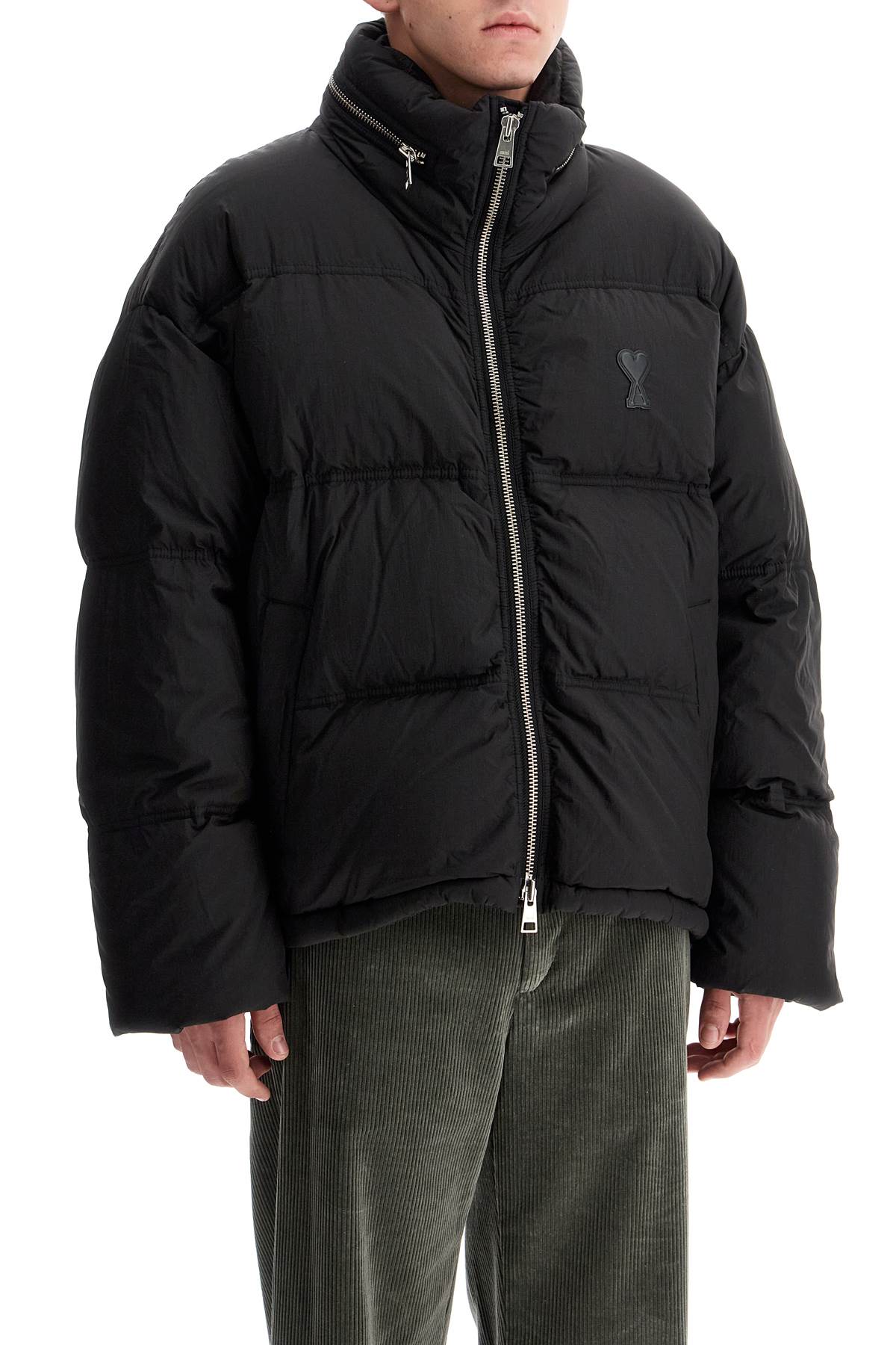 Ami Alexandre Matiussi Down Jacket With Logo Patch