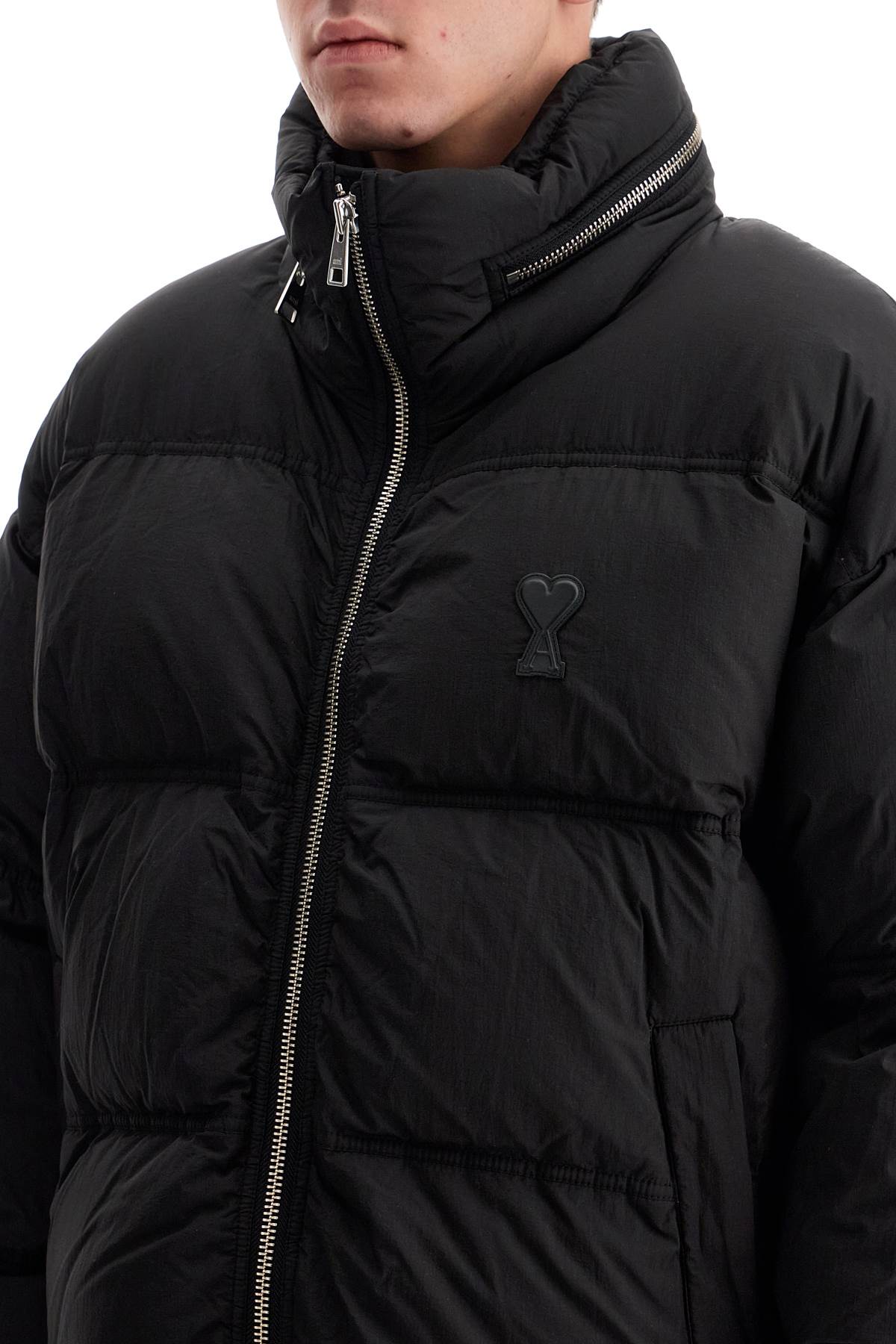 Ami Alexandre Matiussi Down Jacket With Logo Patch