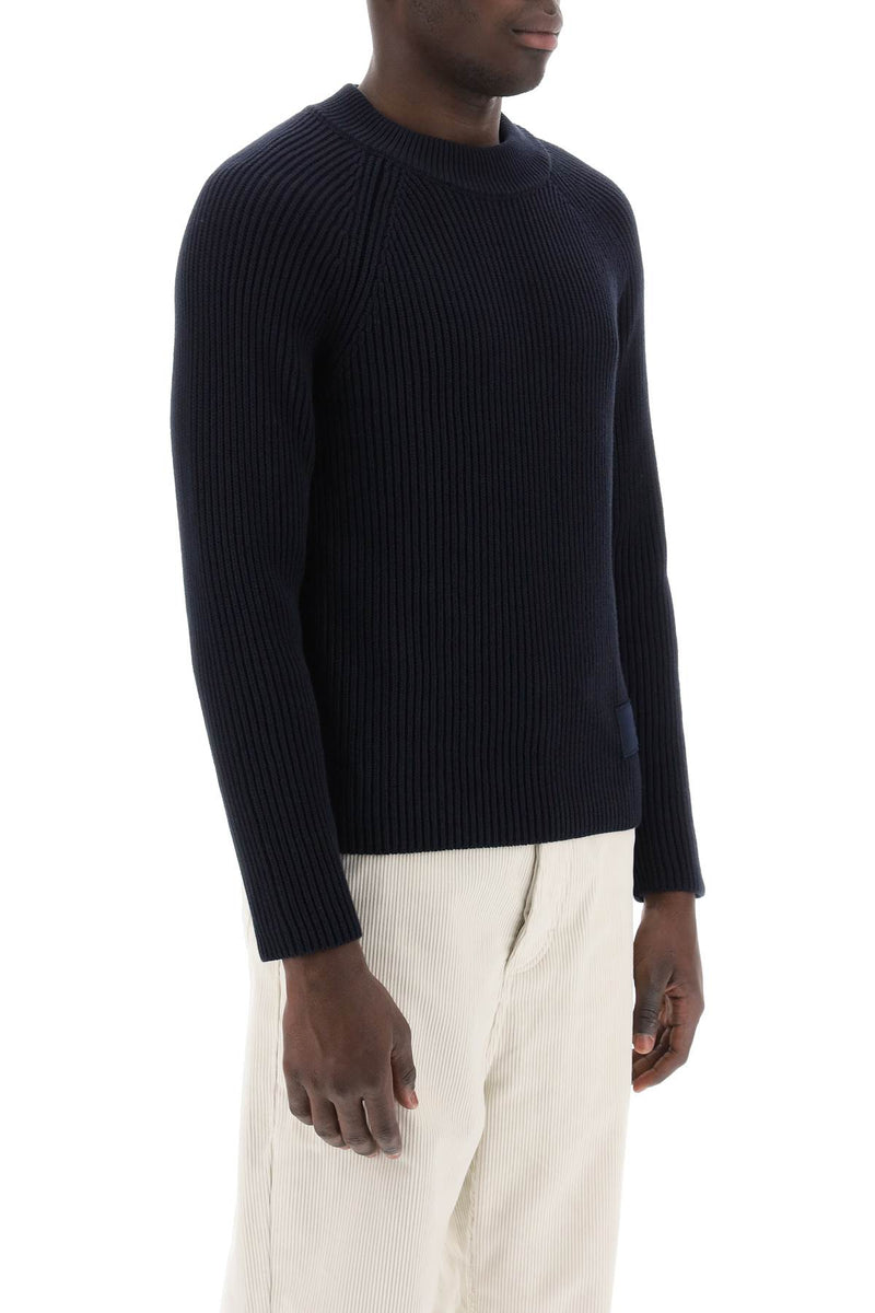 AMI Paris Cotton-Wool Crewneck Sweater Blue