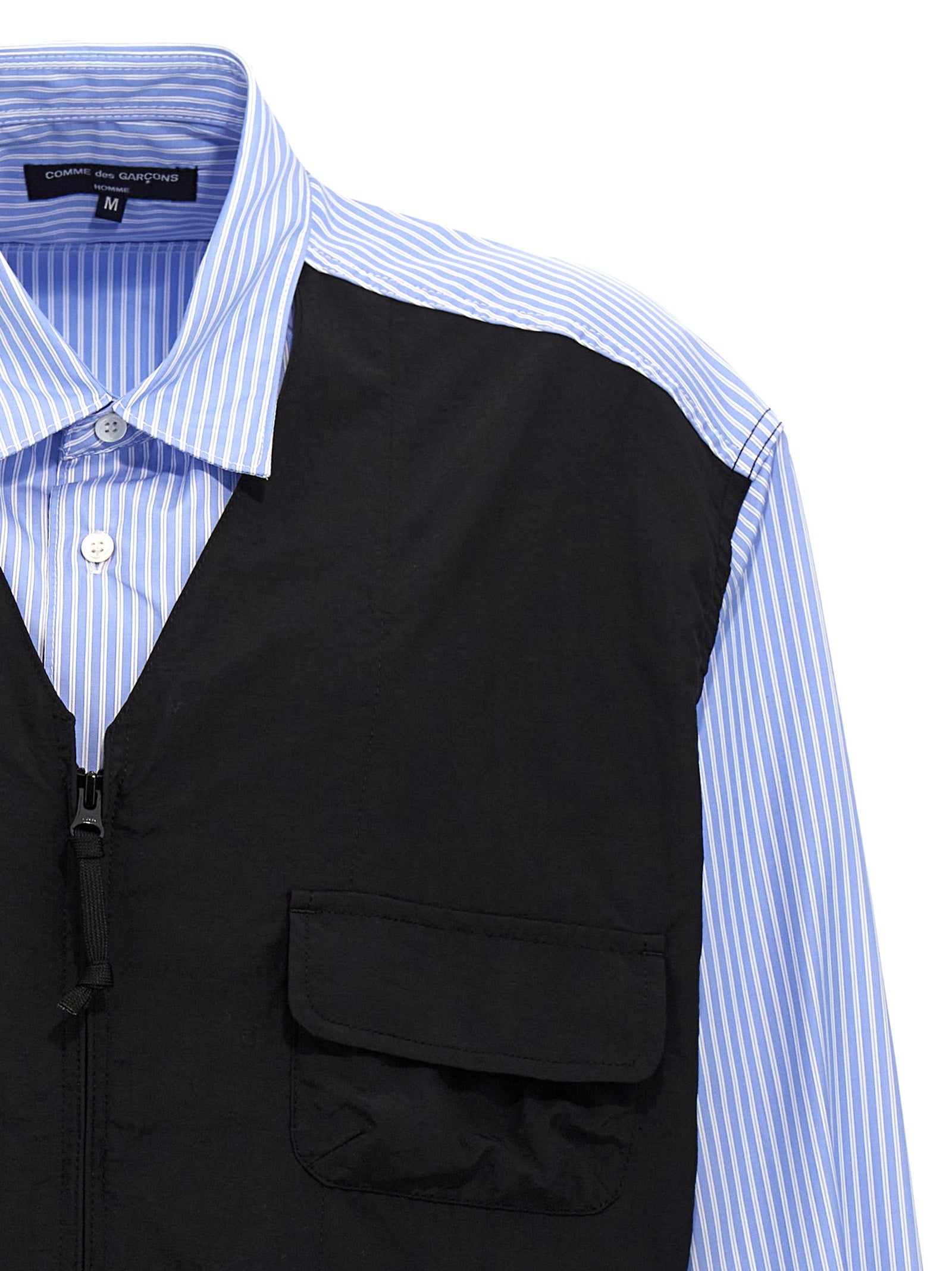 Comme Des Garҫons Homme Nylon Insert Striped Shirt