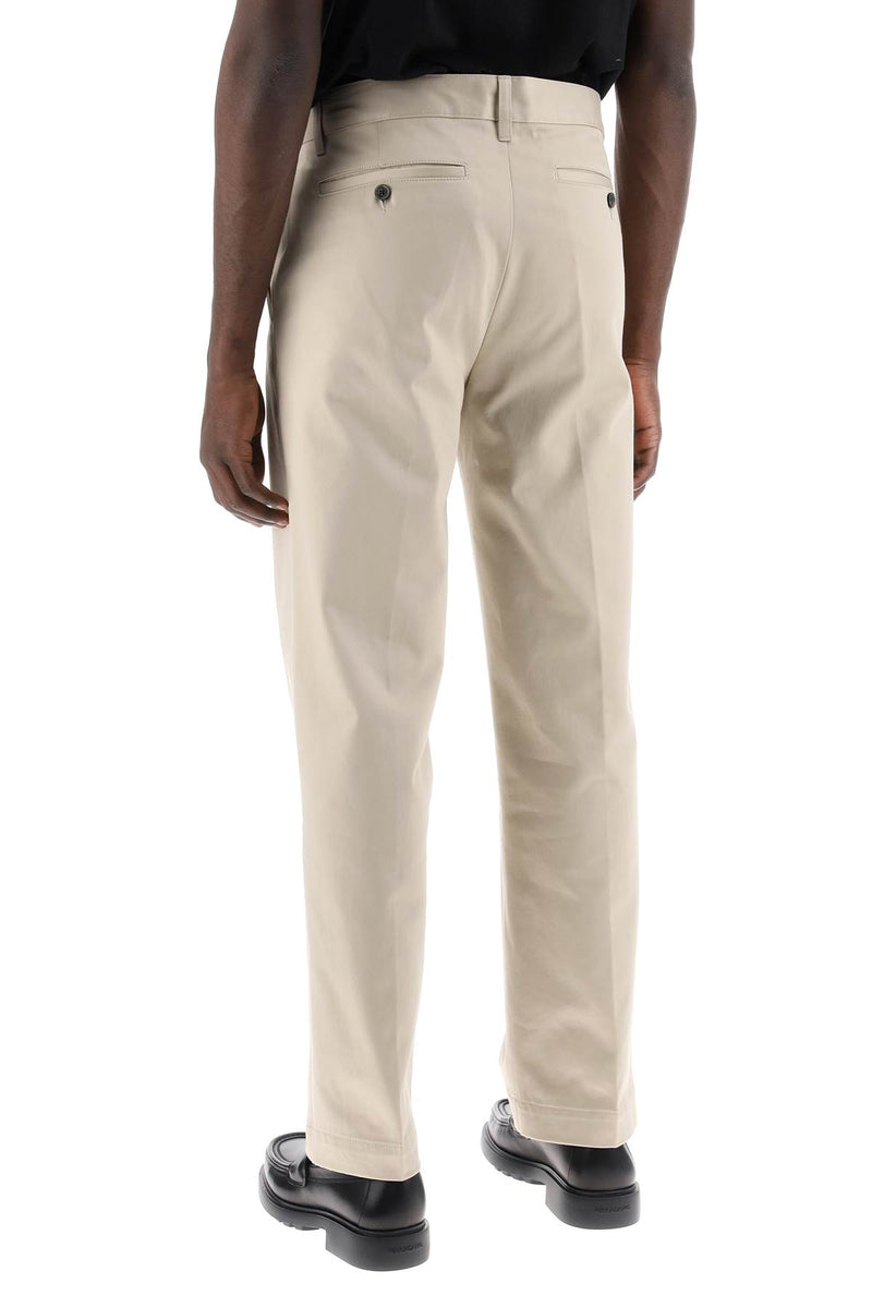 AMI Paris Cotton Satin Chino Pants In Beige