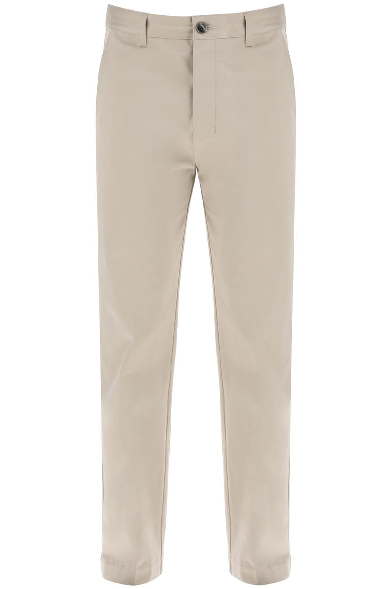 AMI Paris Cotton Satin Chino Pants In Beige